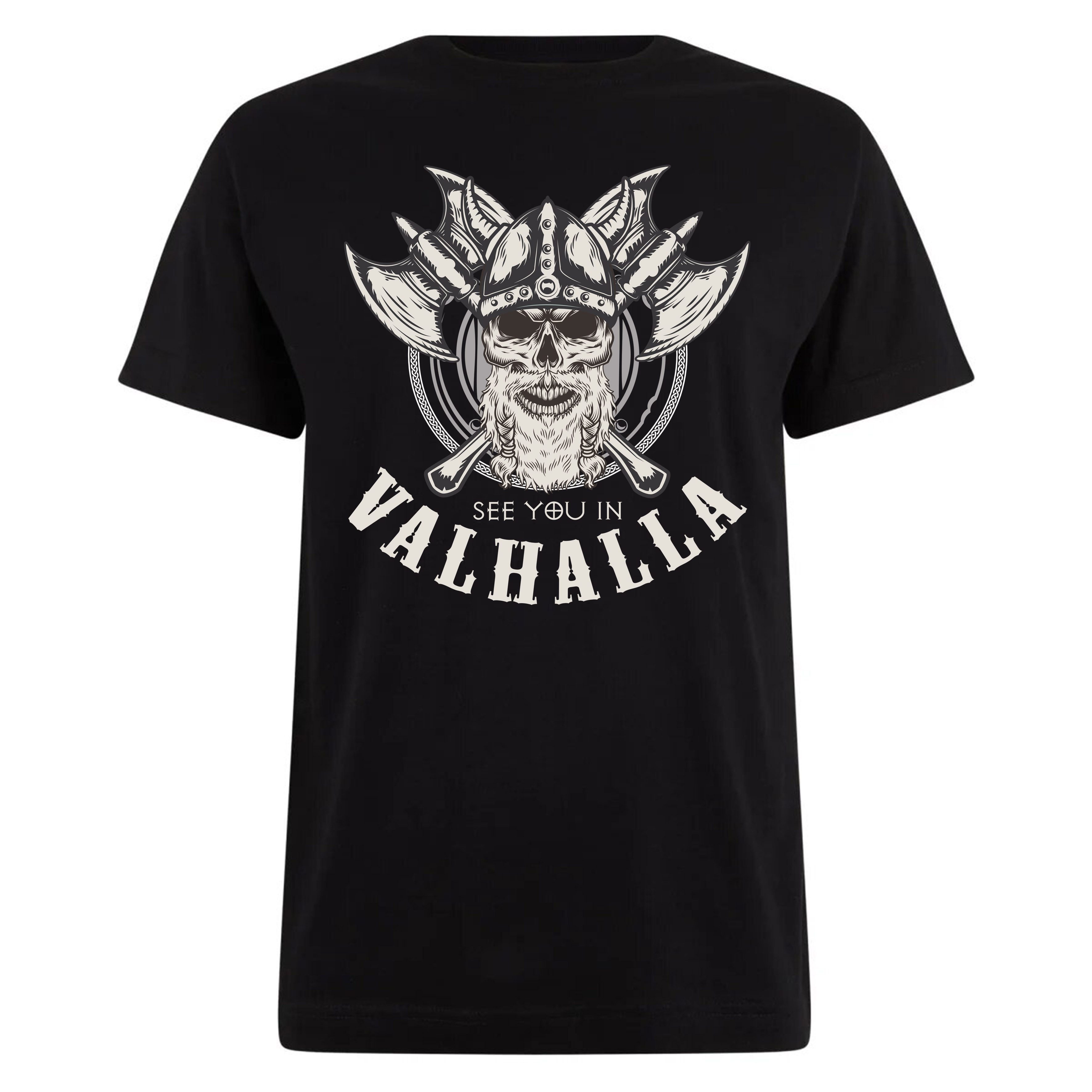 Banco T-Shirt Vikinger Shirt Herren Baumwolle Nordmann See you in Valhalla mit lizenziertem Print, Rundhalsausschnitt, Größe S - 5XL