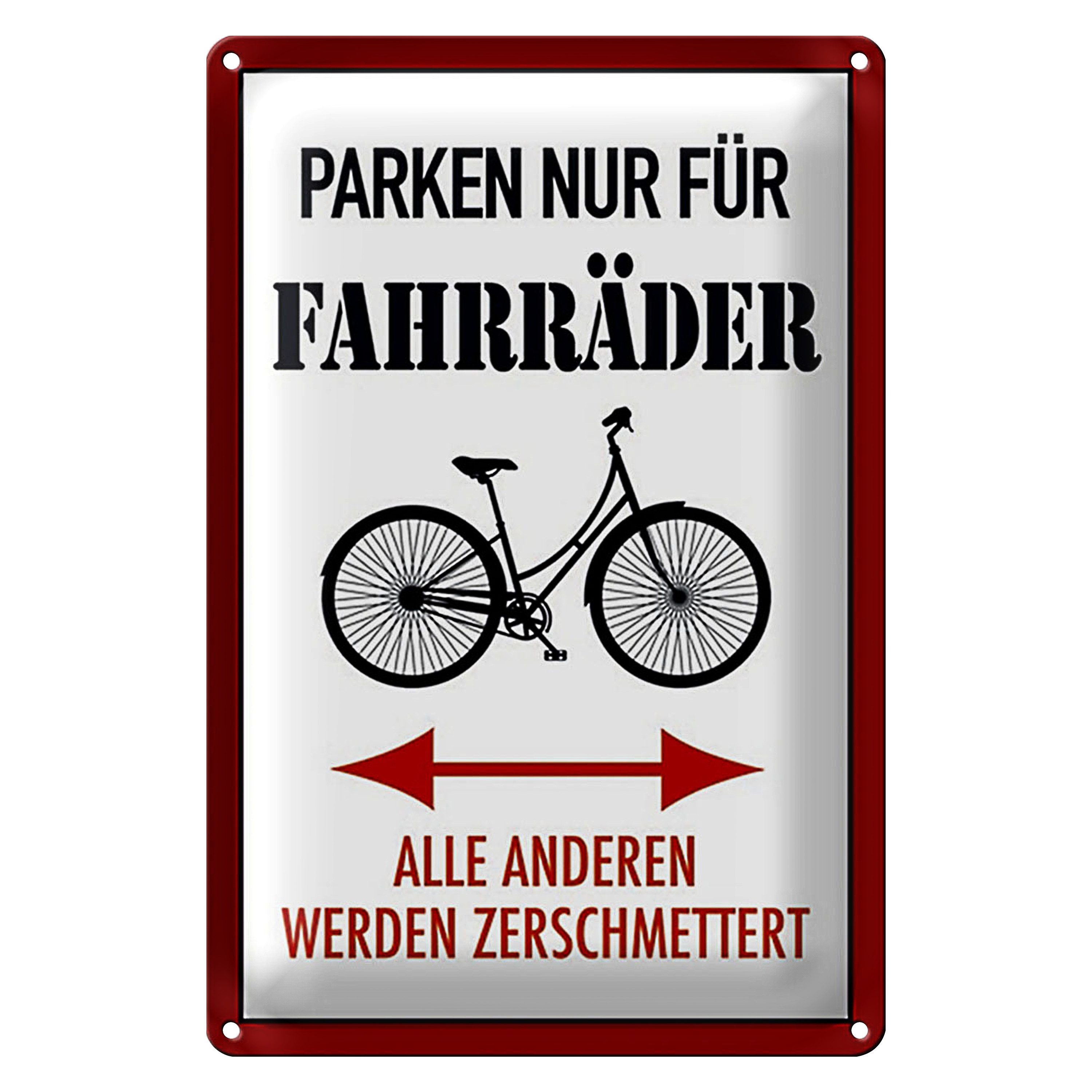 Roomando Metallschild Parken 30x40cm nur für Fahrräder alle anderen