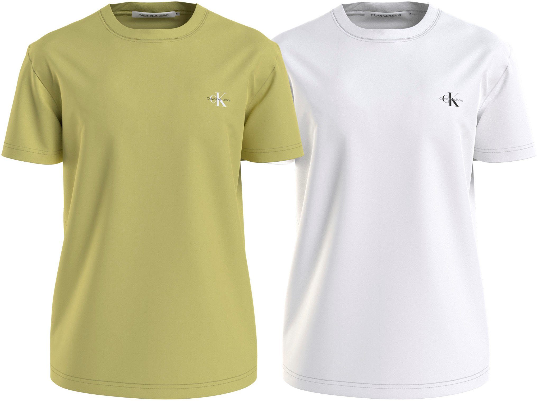 Calvin Klein Jeans T-Shirt 2 PACK MONOLOGO T-SHIRT (Packung, 2er-Pack) mit Rundhalsausschnitt Yellow Sand/Bright White | T-Shirts