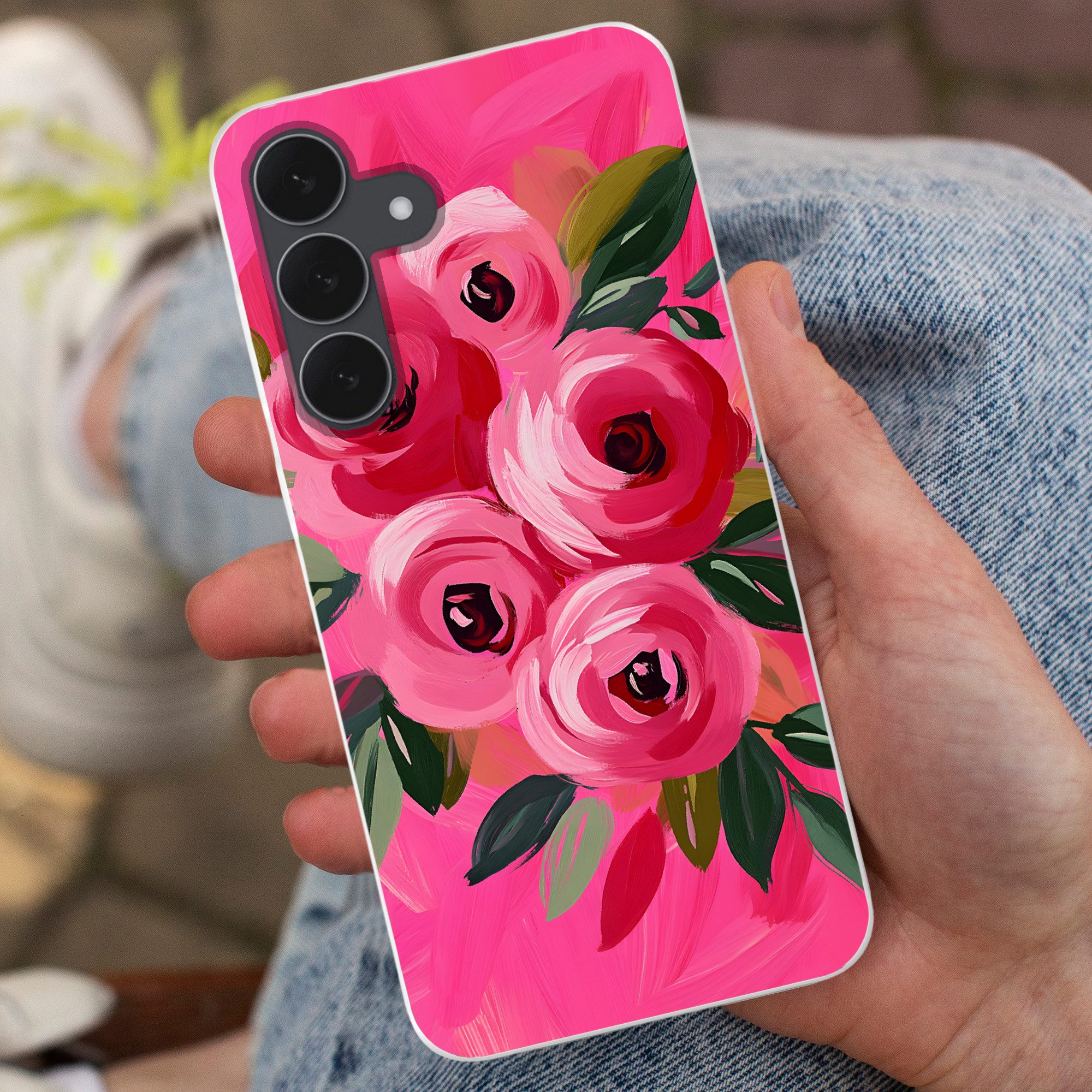 MuchoWow Handyhülle für Samsung Galaxy S25 FE Blumen - Farbe - Rosa, Smartphone-Bumper, Print, Handy Schutzhülle Dünn