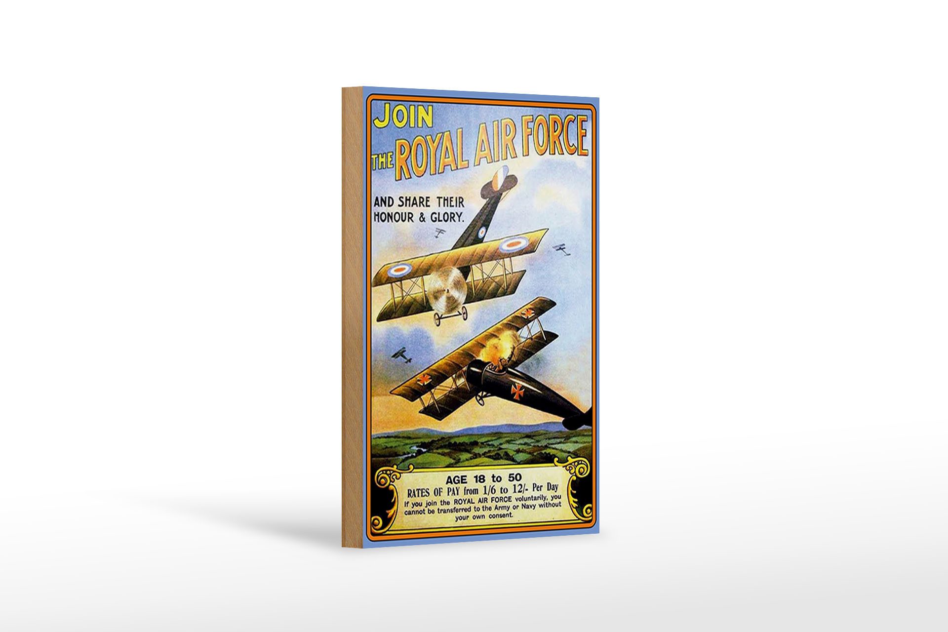 Holzbild Spruch 12x18 cm Flugzeug Royal air force Age 18