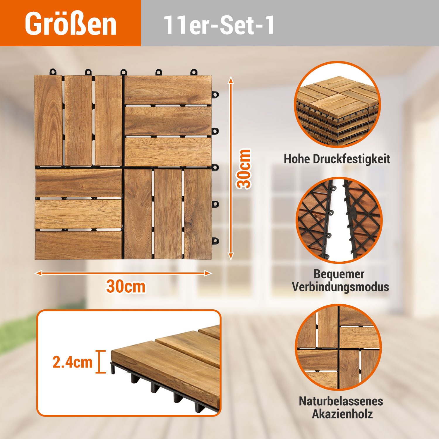 Clanmacy Holzfliesen 1-10 Terrassenfliesen, 11-110 Stück, günstig online kaufen