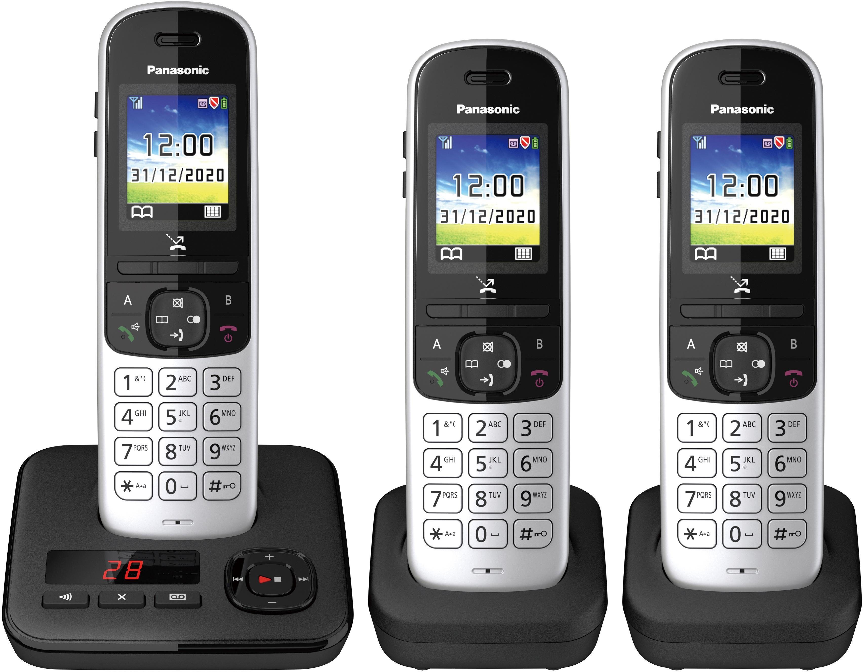 Panasonic KX-TGH723 Trio Schnurloses DECT-Telefon (Mobilteile: 3, mit  Anrufbeantworter)