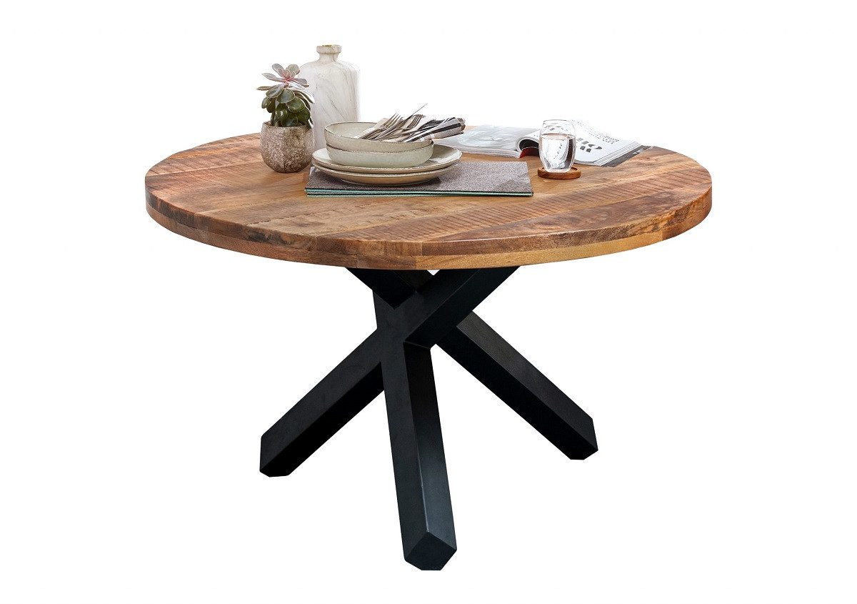 Main Möbel Esstisch rund Tisch Massivholz "Patna" 110cm Akazie & Metall sch günstig online kaufen