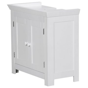 Wohnling Waschbeckenunterschrank WL1.350 (Badunterschrank 57x55,5x30 cm Weiß mit 2 Türen) Waschtischunterschrank Modern, Badschrank Stehend