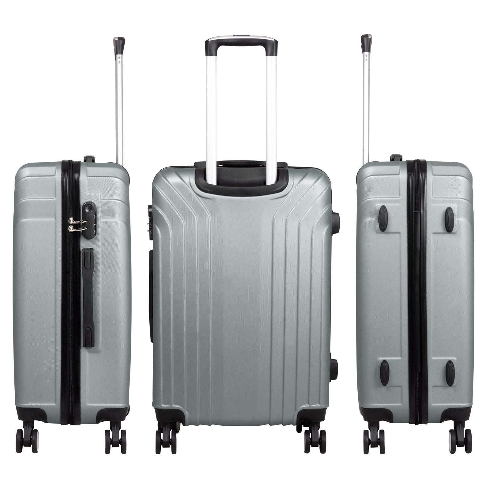 Trendyshop365 Hartschalen-Trolley Koffertrolley Hartschalenkoffer mit Doppelrollen und Trolleygriff, Zwillingsrollen, Zahlenschloss, robust und leicht