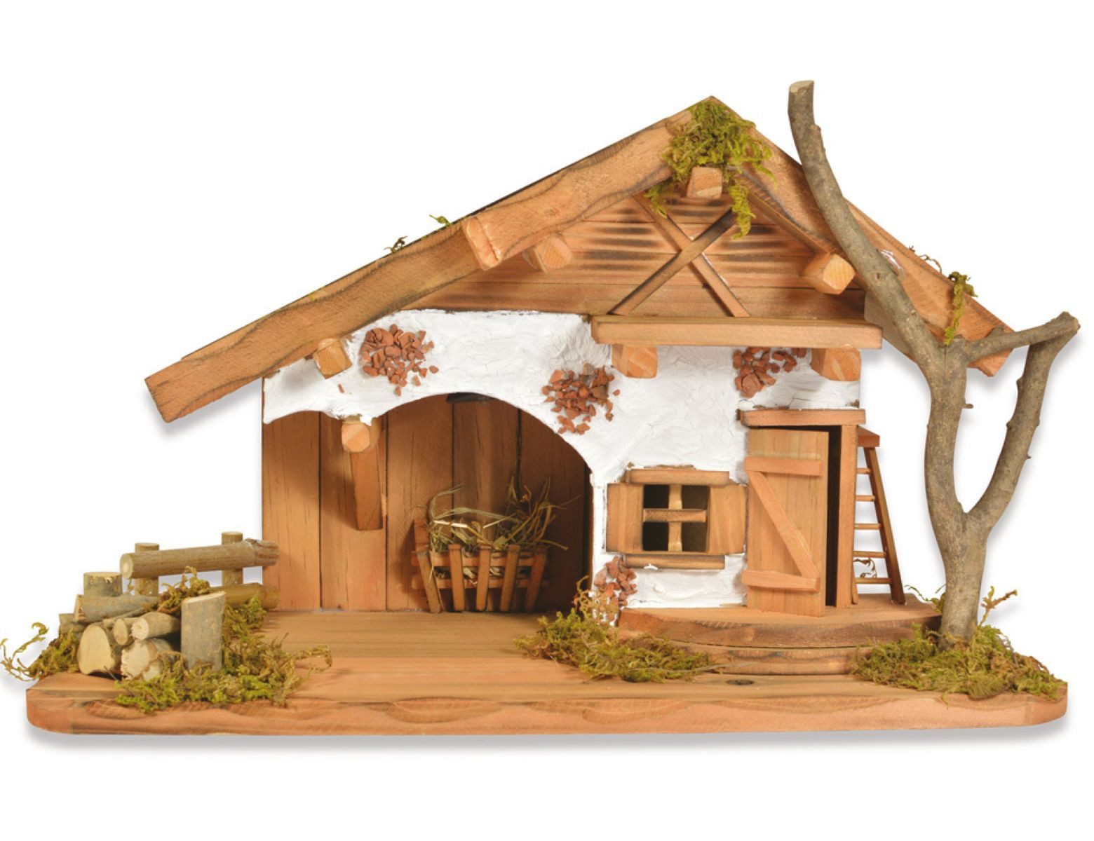 RIFFELMACHER & WEINBERGER Krippen-Zubehör Weihnachtskrippe 'Buchsalm' mit LED Laterne 78089
