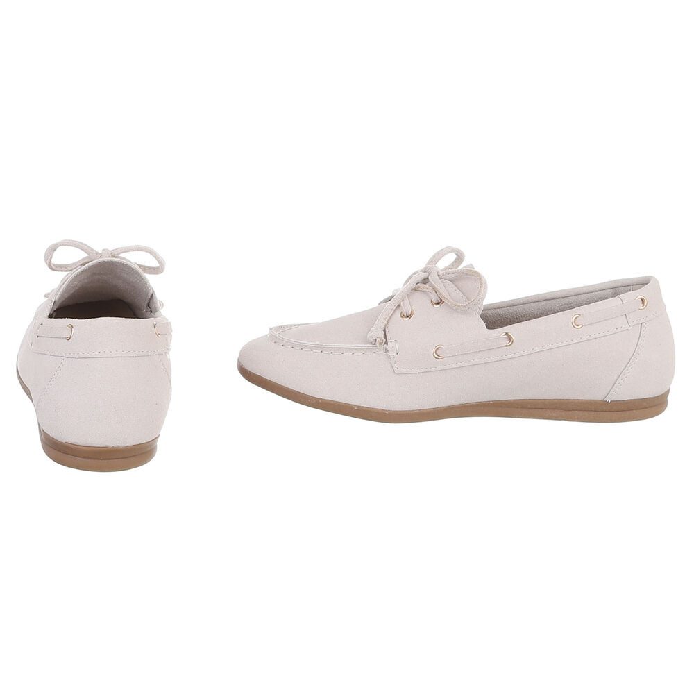 Ital-Design Damen Bootsschuh Schnürschuh Mokassin-Style Freizeit Schnürschuh (91849232) Flach Schnürer in Beige – Bild 5 von 5