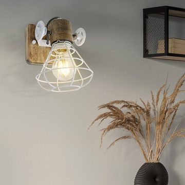 etc-shop Wandleuchte, Leuchtmittel nicht inklusive, Retro Wand Lampe Wohn Zimmer Beleuchtung Holz Spot Käfig Leuchte