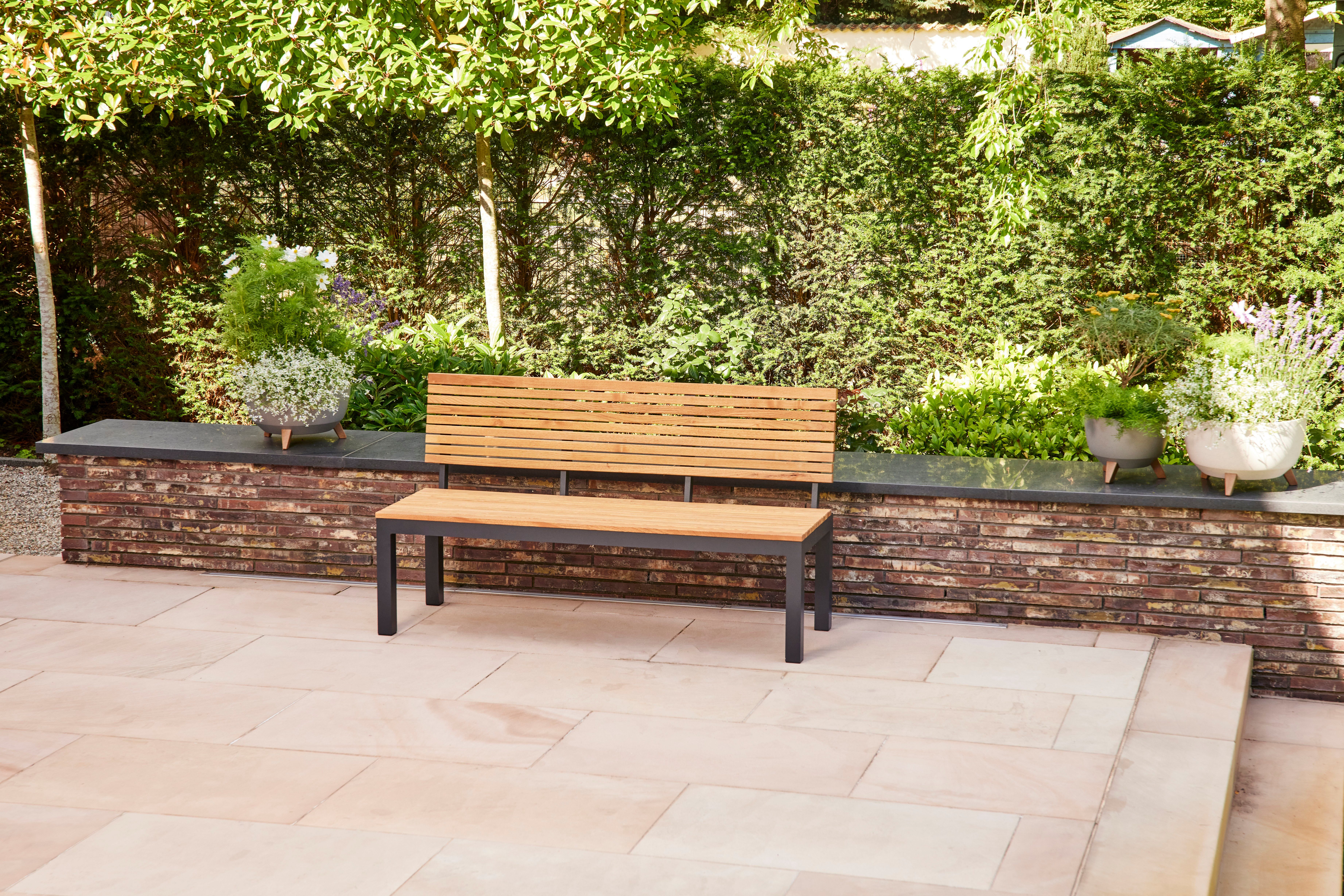 Siena Garden Gartenbank Bozen 2er Aluminiumgestell anthrazit Robininenholz, Flächen aus Robinienholz FSC® 100%