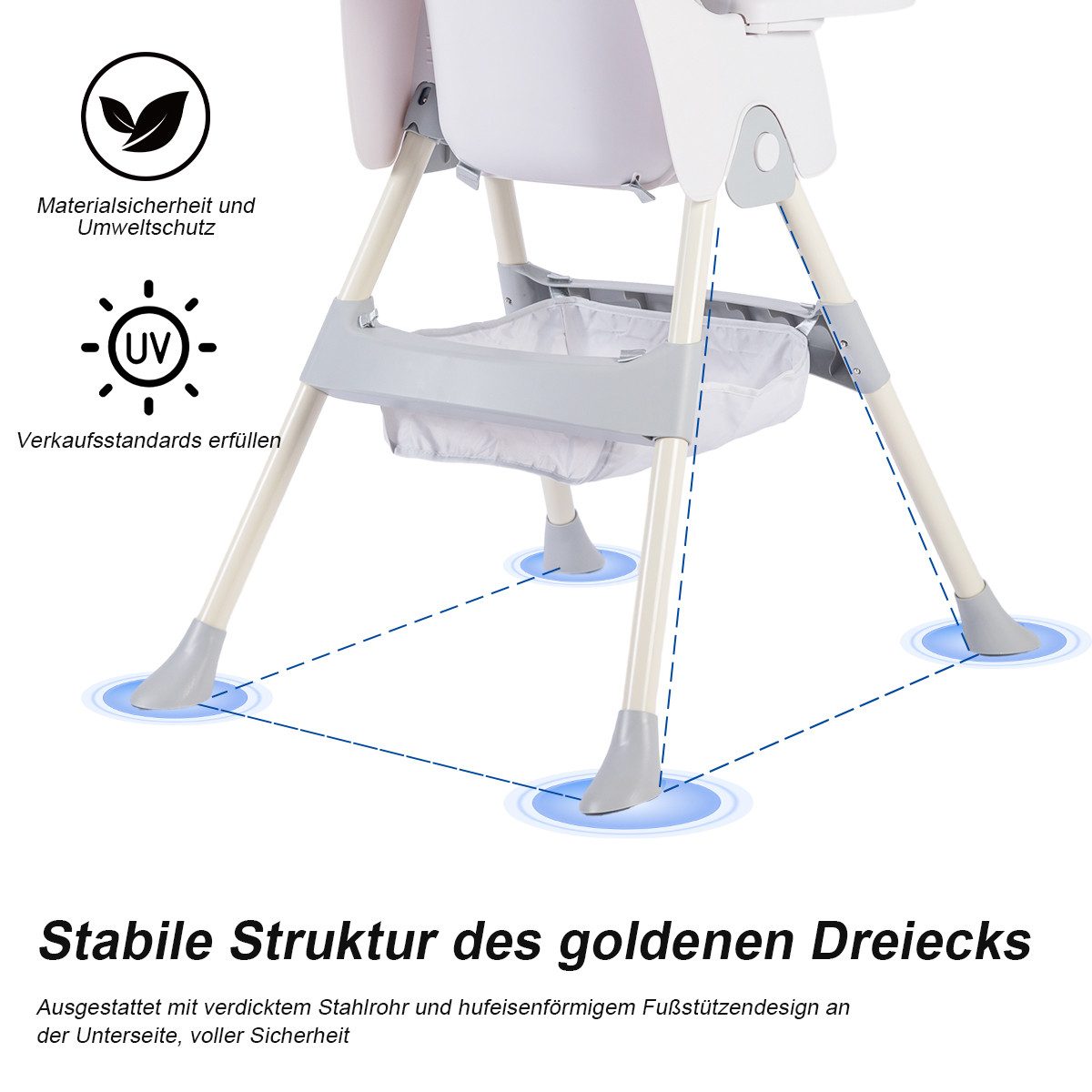 FOXSPORT Kinderklappstuhl, Kinder-Esstuhl​, 2 in 1 Babystuhl, Kombiessstuhl günstig online kaufen