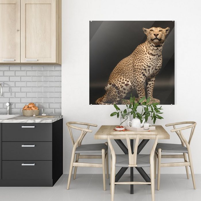 MuchoWow Acrylglasbild Leopard - Tiere - Fleck (1 St) Dekorative Bild für Küche &amp; Wohnzimmer auf Glas SY12407
