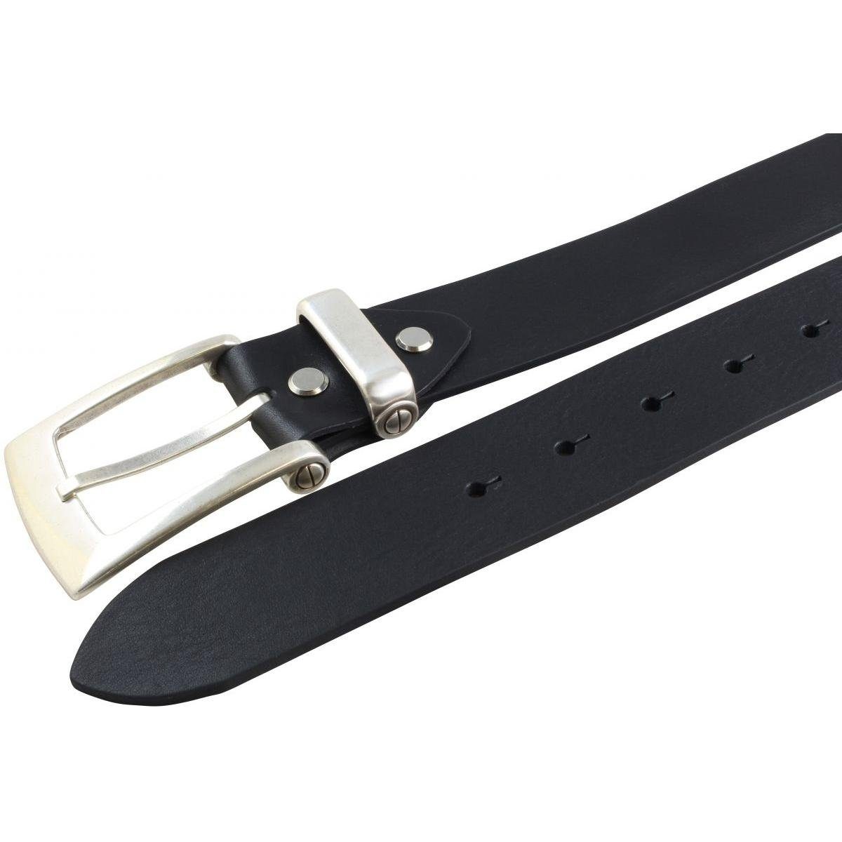 BELTINGER Ledergürtel Designer-Gürtel aus Vollrindleder cm Schwarz, mit Metall-Schlaufe Silber - Jeans-Gür 4