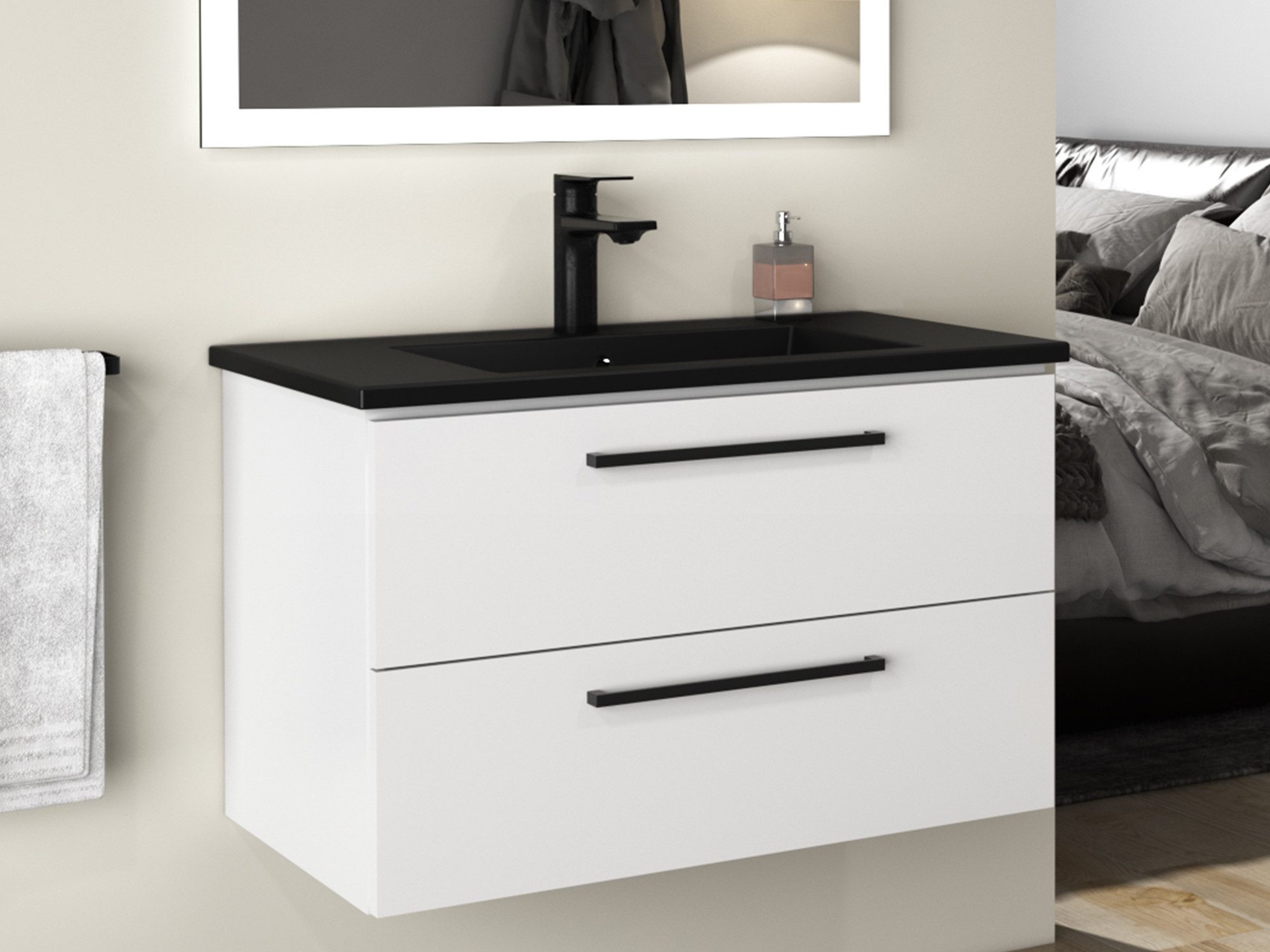 Aqua Bagno Badmöbel-Set Badschrank mit Waschbecken günstig online kaufen