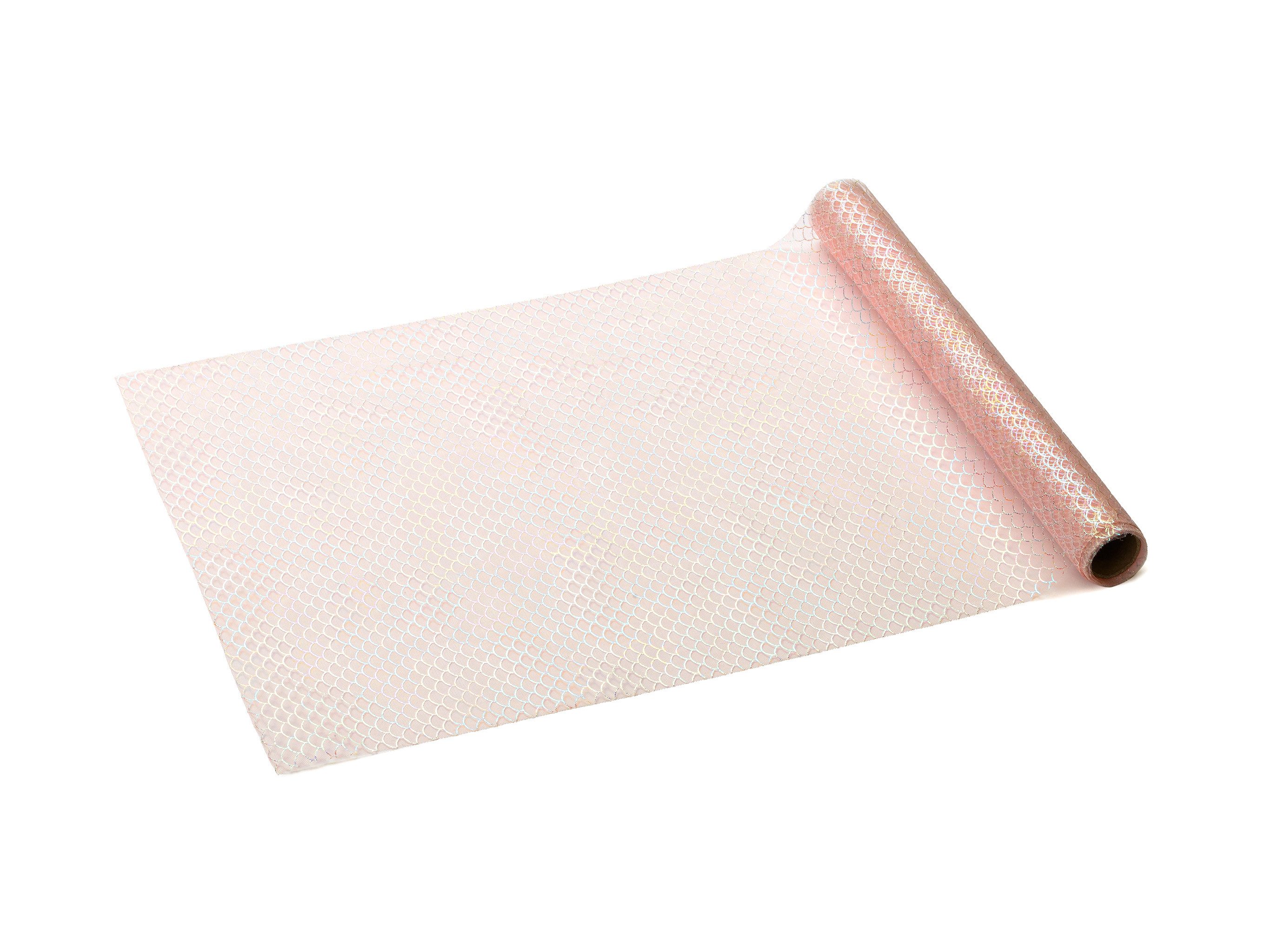 partydeco Tischläufer, Tischläufer mit Schuppenmuster 36cm x 3m Rosa / Irisierend