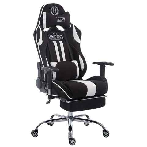 TPFLiving Gaming-Stuhl Limitless-2 mit bequemer Rückenlehne - höhenverstellbar - 360° drehbar (Schreibtischstuhl, Drehstuhl, Gamingstuhl, Racingstuhl, Chefsessel), Gestell: Metall chrom - Sitzfläche: Stoff schwarz/weiß