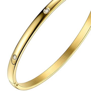 ROUGEMONT Armreif Edelstahl Damen Armreif mit Kubischen Zirkonia Steinen 18k Gold, Wasserfest