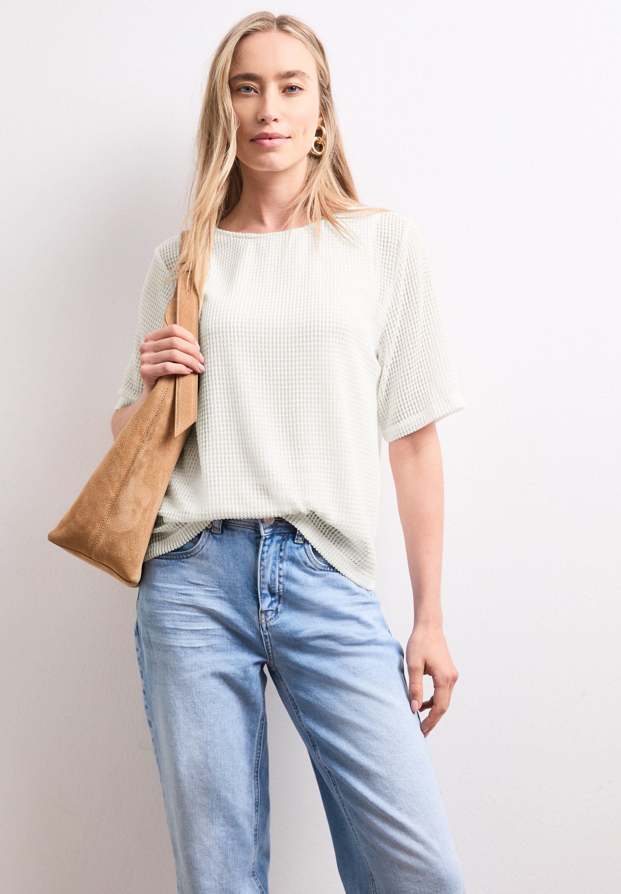 Street One 2-in-1-Shirt Sommershirt aus Mesh mit U-Boot-Ausschnitt