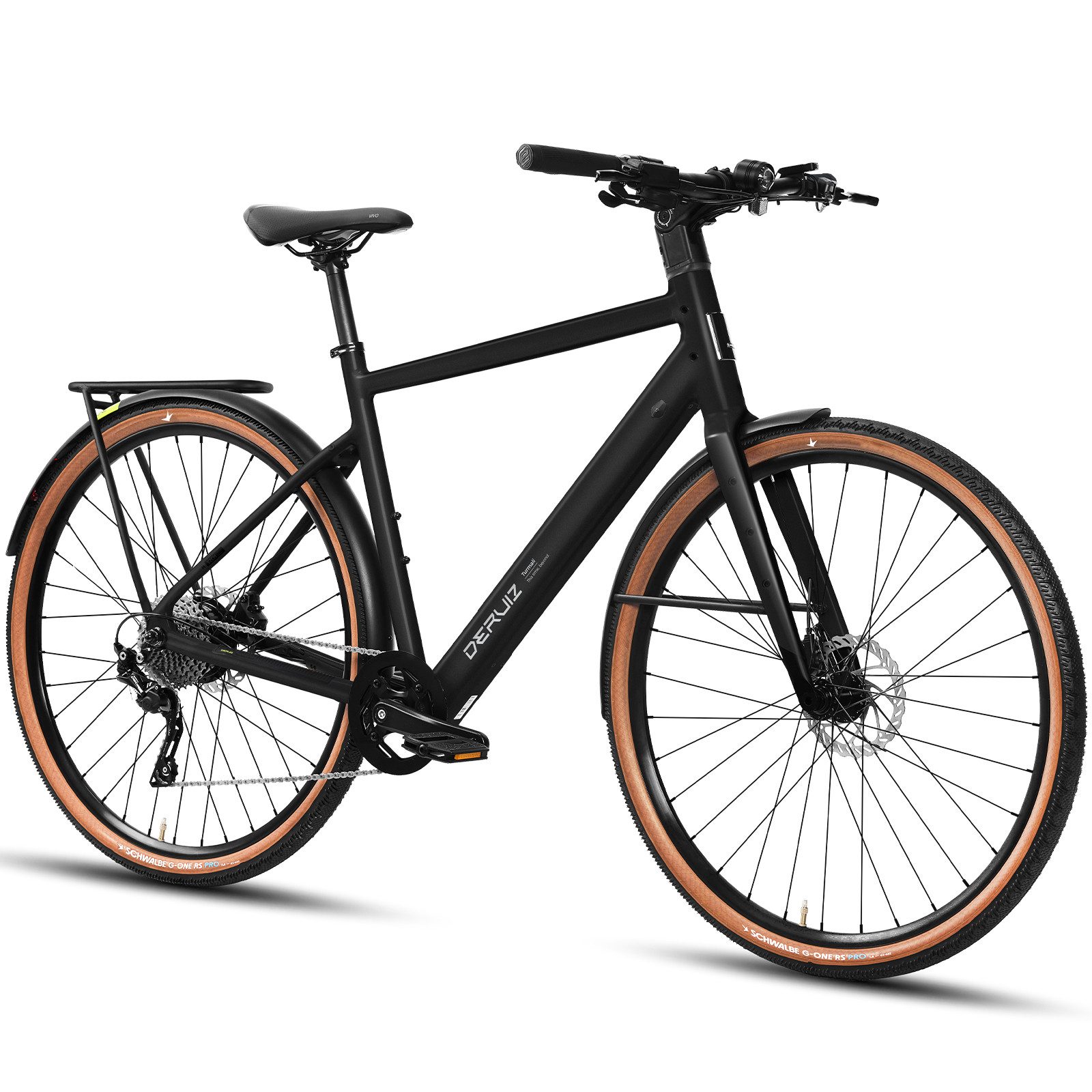 DERUIZ E-Bike Cityrad 28 Zoll Shimano 10-Gang, 52 cm, 36 V/ 360 Wh, Display mit Bluetooth, 10 Gang Shimano Shimano Deore RD-M6000-SGS, 10-Gang Schaltwerk, Heckmotor, 360 Wh, (Traglast ca. 140 kg RH: 52 cm, für Damen und Herren), Shimano 10-Gang,Drehmomentsensor, 5 Unterstützungsstufen, Anfahrhilfe