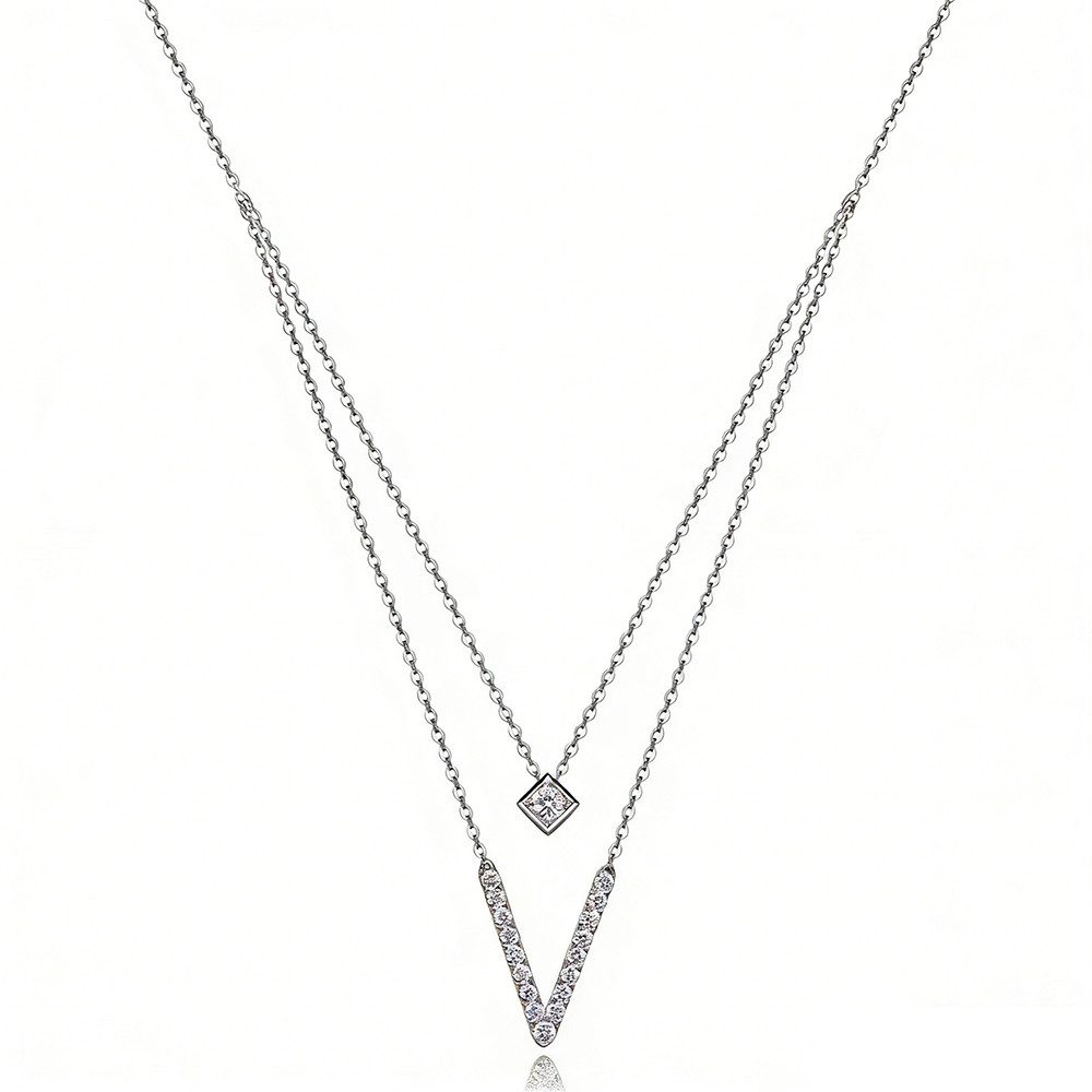 Goldkette Layering Kette 750er Gold, 0.74 ct Labordiamanten IGI-Zertifikat