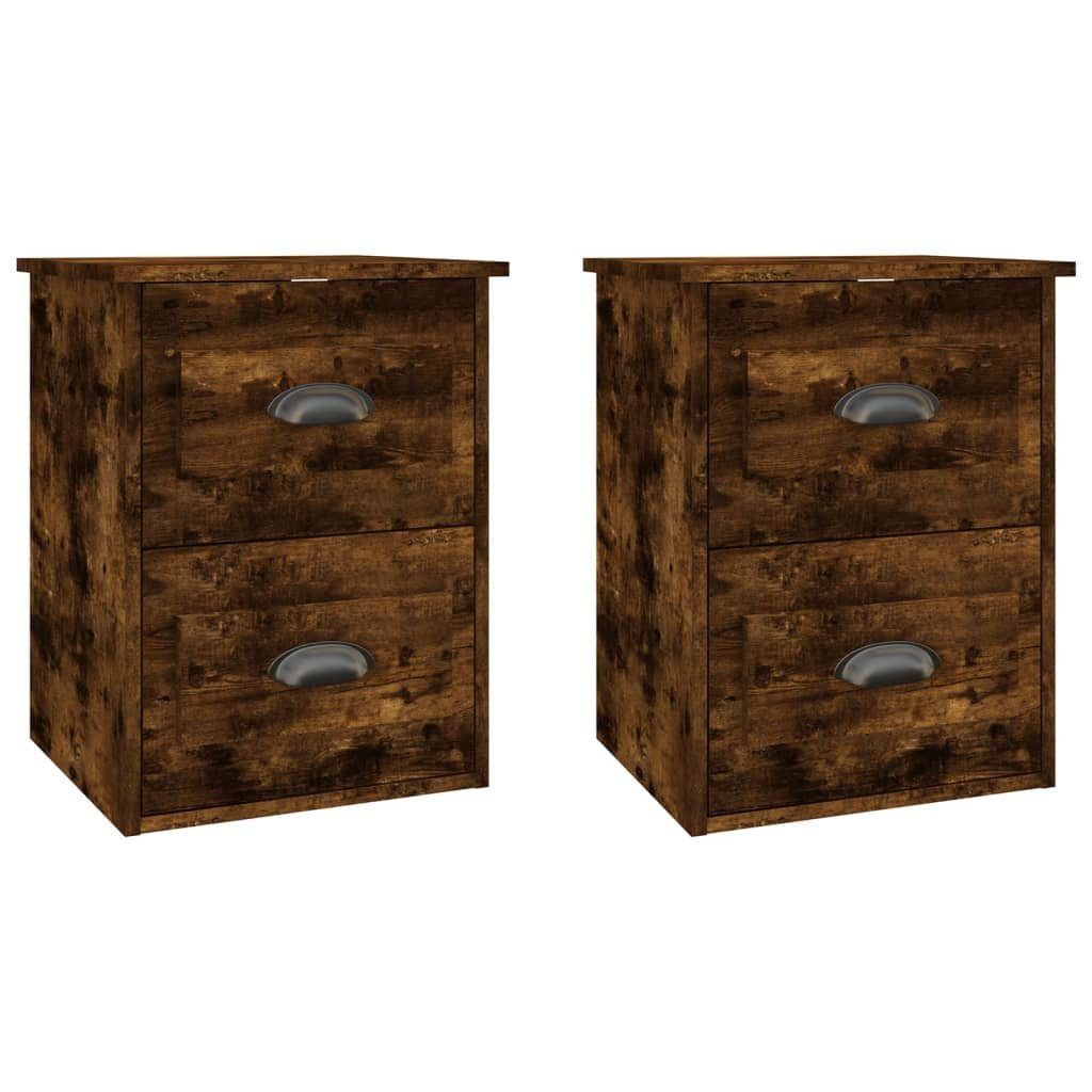 vidaXL Nachttisch Wand-Nachttische 2 Stk. Räuchereiche 41,5x36x53 cm (2-St)