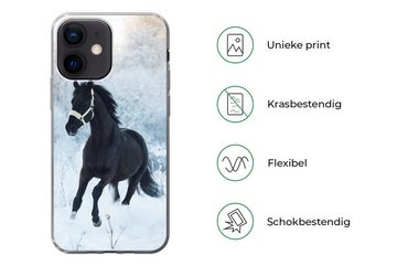 MuchoWow Handyhülle Pferd - Schnee - Wald, Handyhülle Apple iPhone 12 Mini, Smartphone-Bumper, Print, Handy