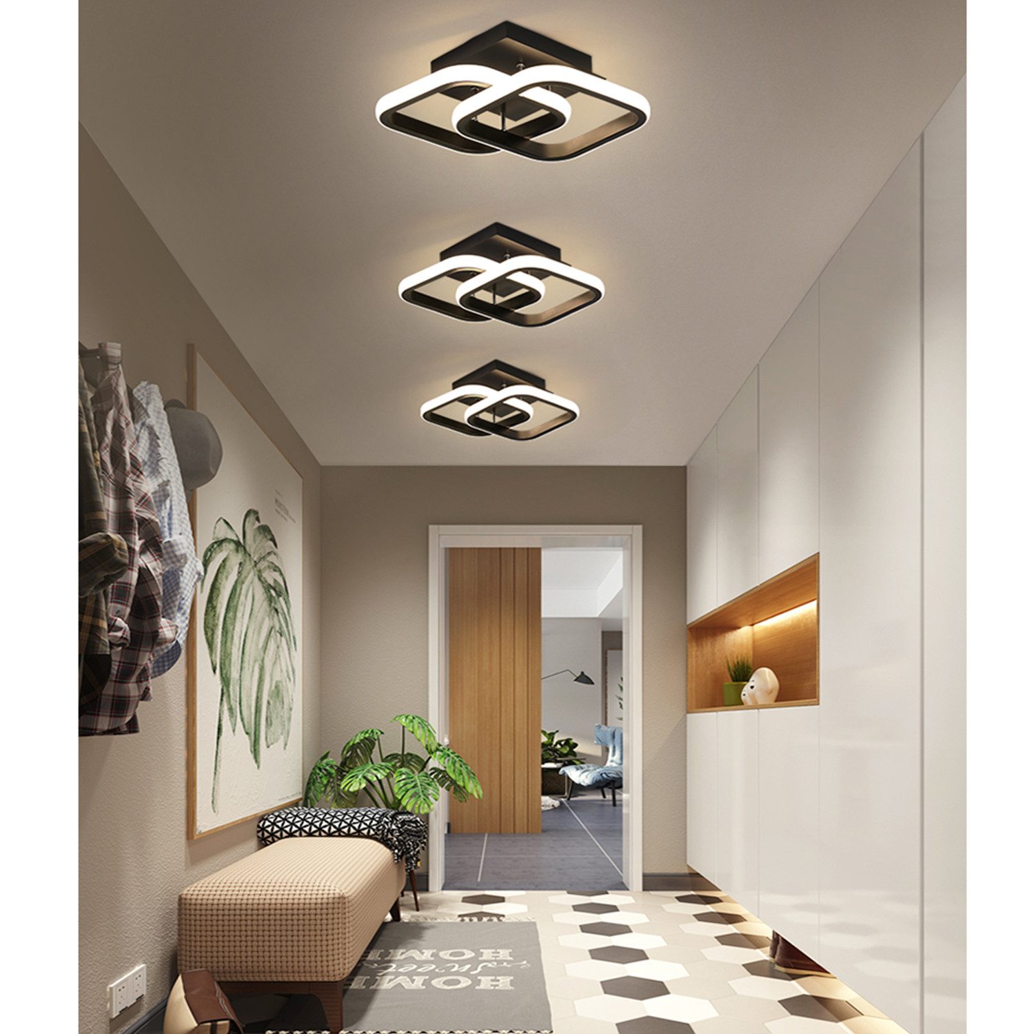 Forrlite Deckenleuchten LED Dimmbar Deckenleuchte 3-Farbige Decken-Lampe, LED fest integriert, Warmweiß, Neutralweiß, Kaltweiß, Wohnzimmer Flur Eingang