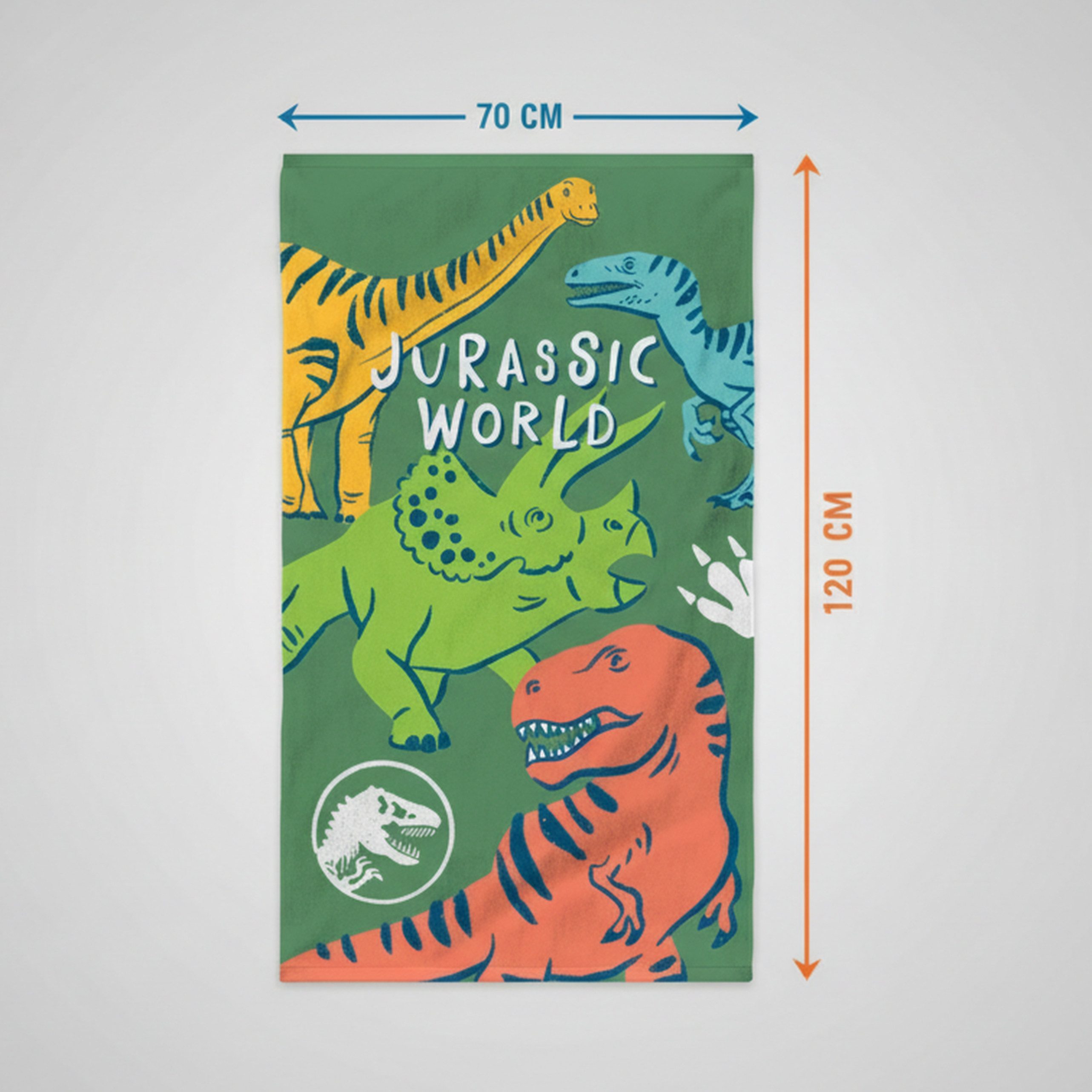 MTOnlinehandel Badetuch Badetuch Jurassic World 70x120 cm, Dinosaurier, Baumwolle (1-St), macht jedes Abtrocknen zum kleinen Abenteuer