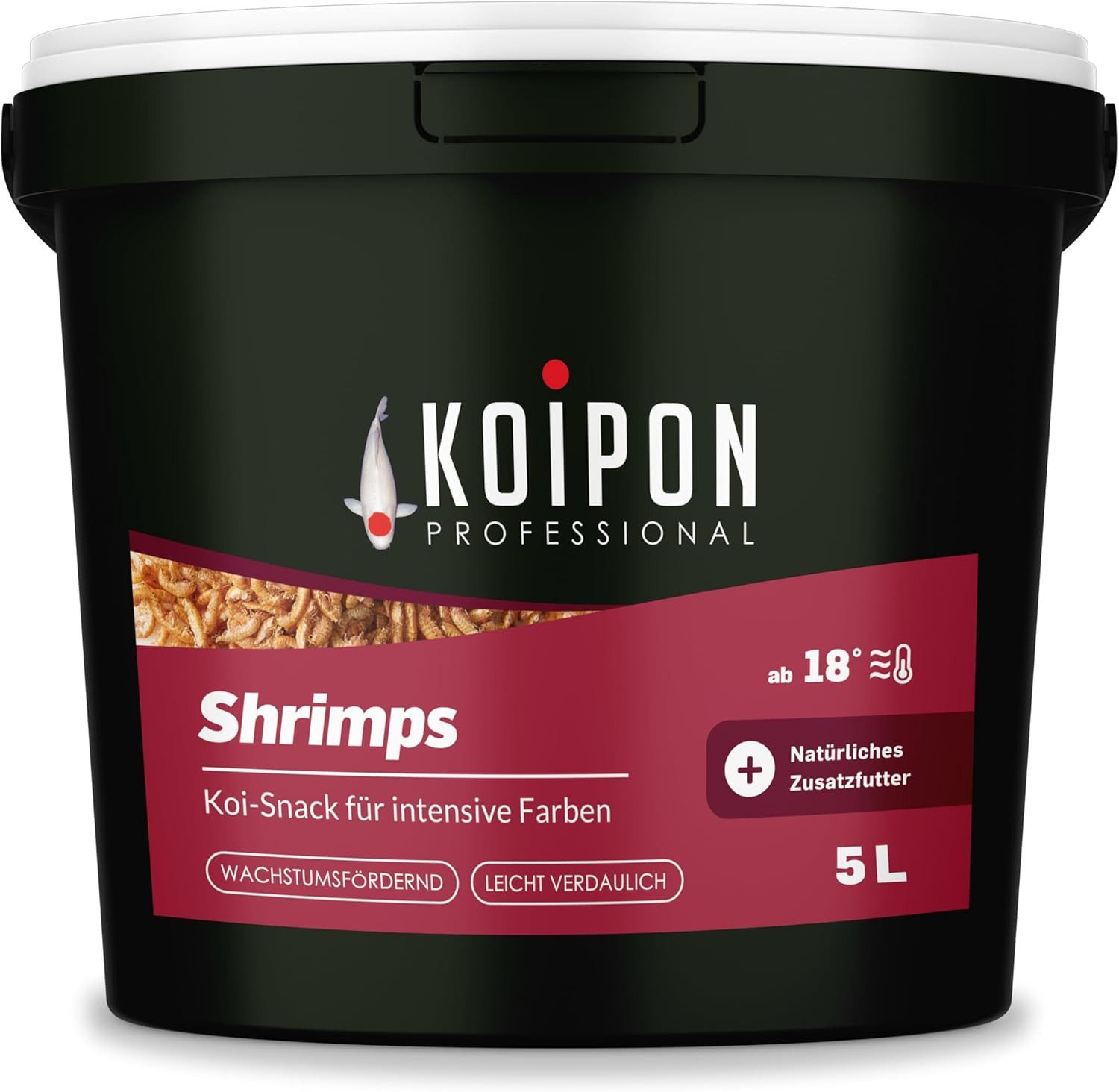 KOIPON KOIPON Shrimps getrocknet Natürliches Zusatzfutter für Koi, Trockenfutter für: Koi, Goldfische, Teichfische, Zierfische, Aquarienfische, Naturfutter, Farbverstärkung, Handfütterung, Karotin, Astaxanthin
