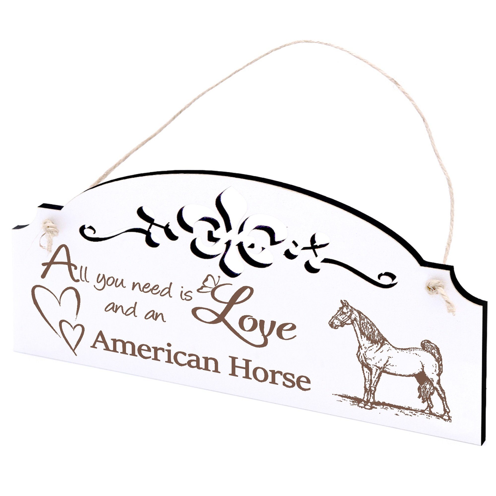 Dekolando Hängedekoration American Pferd Deko 20x10cm All you need is Love