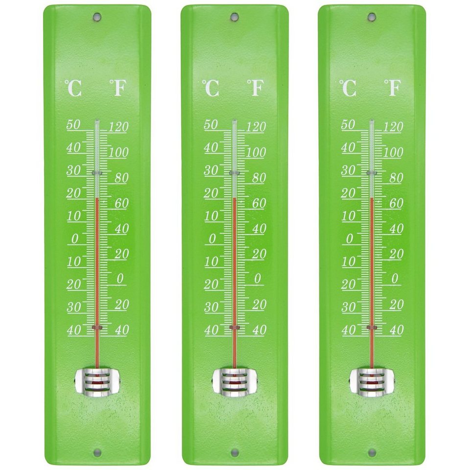BENSON Raumthermometer 3x Thermometer Innenthermometer Außenthermometer,  Innen, Außen, Metall, Groß, XL
