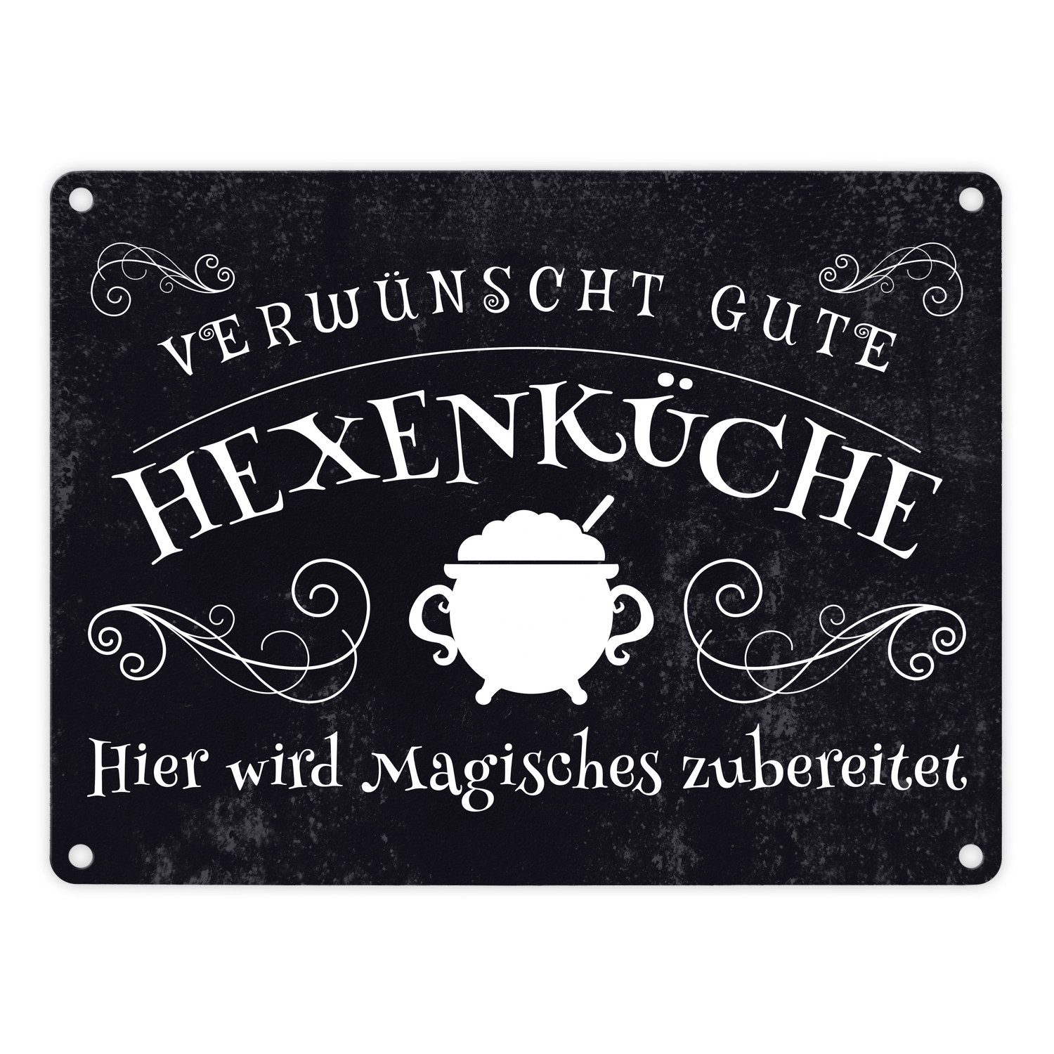 Metallschild Verwünscht gute Hexenküche Halloween Metallschild in 15x20 cm mit