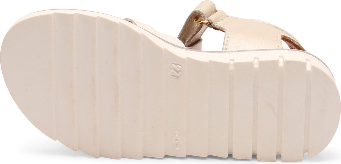 white Sandale TPR Alice Riemchensandale mit (pflanzlich Leder patent Sohle: Klettverschluss gegerbt) Bisgaard