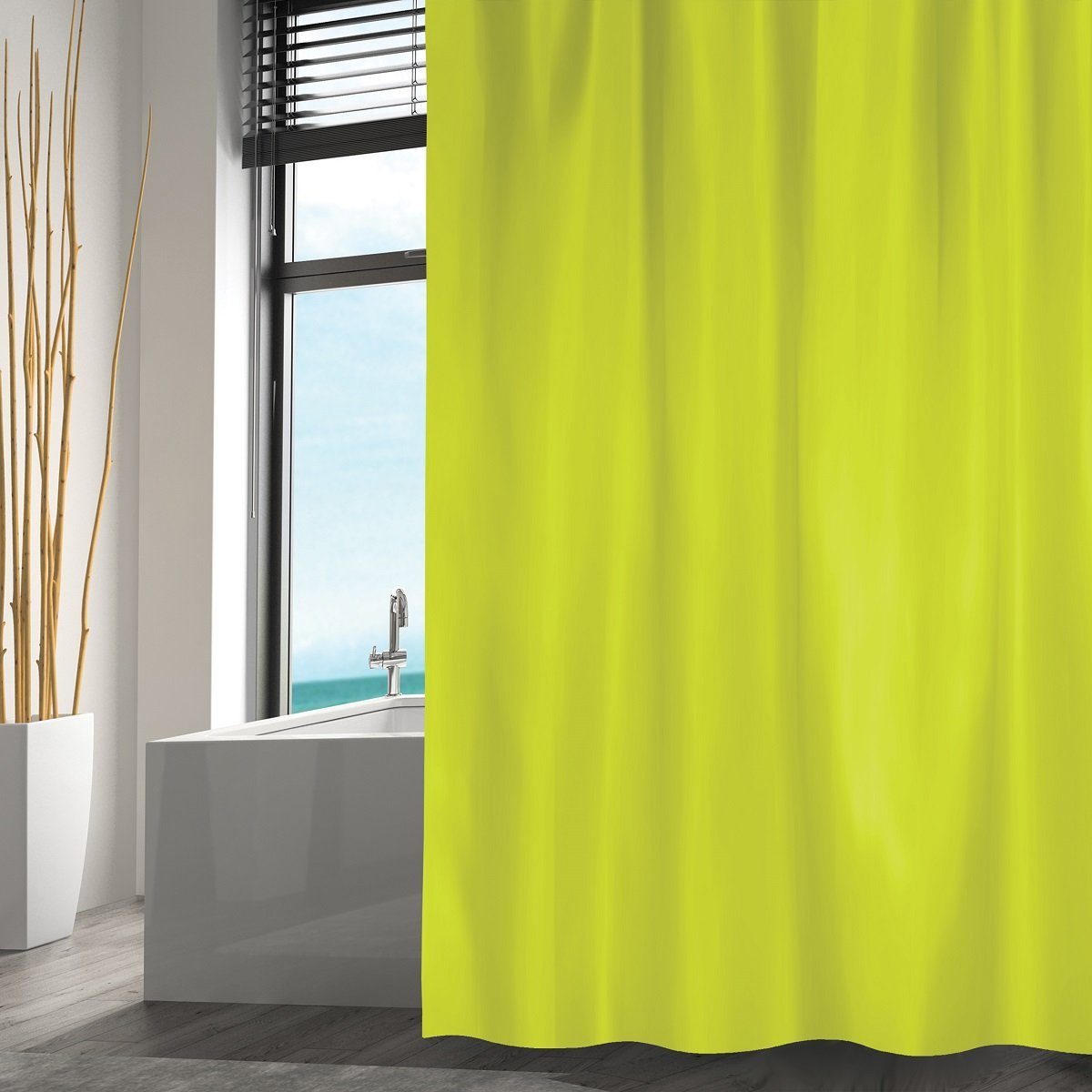 MSV Duschvorhang Cotexsa LISO Breite 180 cm, Premium Textil-Duschvorhang, 100% Polyester, wasserundurchlässig, Anti-Schimmel-Effekt, Anti-Bakteriell beschichtet, waschbar 30°, 180 x 200 cm, Farbe pistazie grün