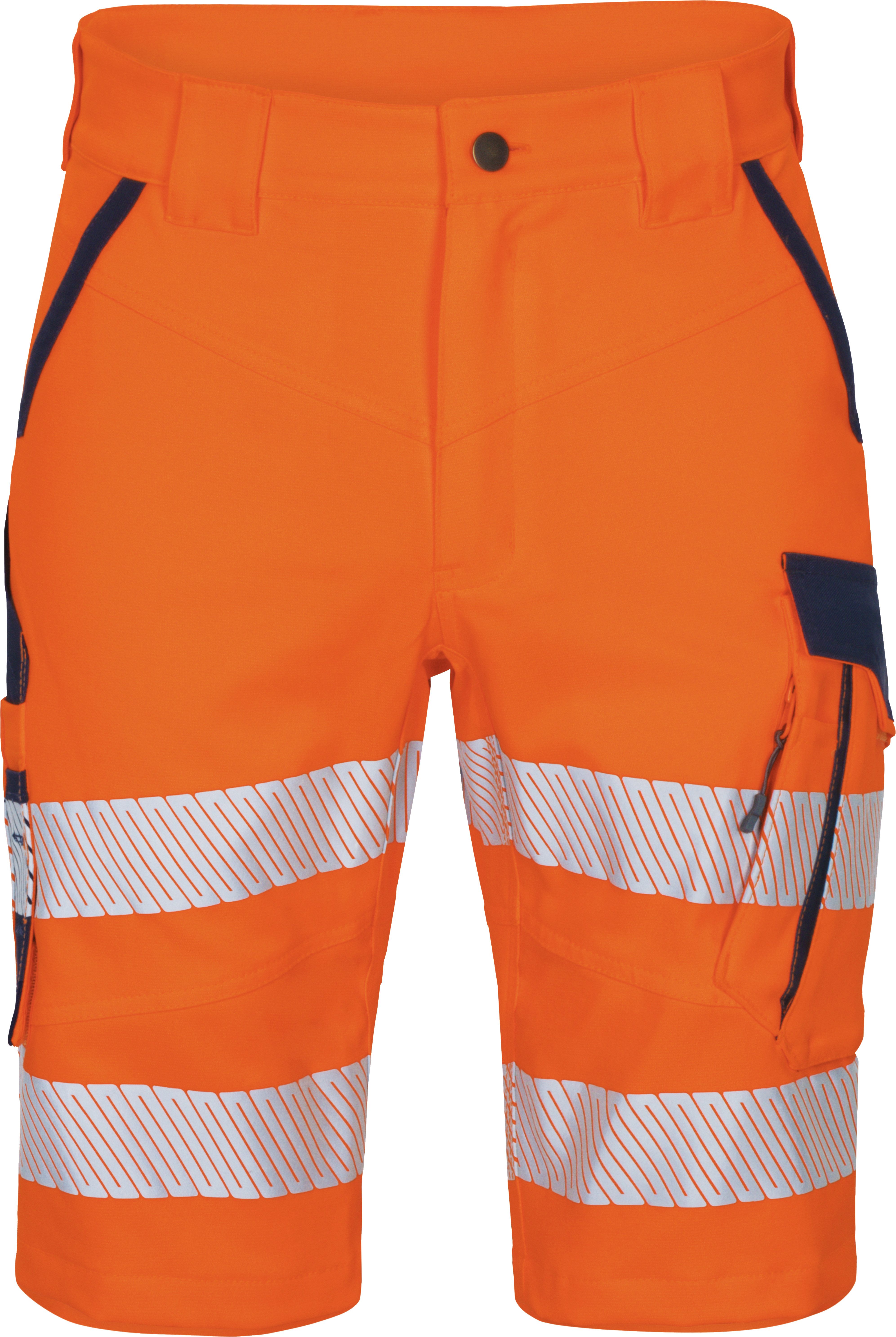 vizwell Arbeitsshorts kurze Warnschutz Arbeitshose HiVis elastisch dehnbar reißfest und elastisch - knitterfrei sowie pflege- und bügelleicht