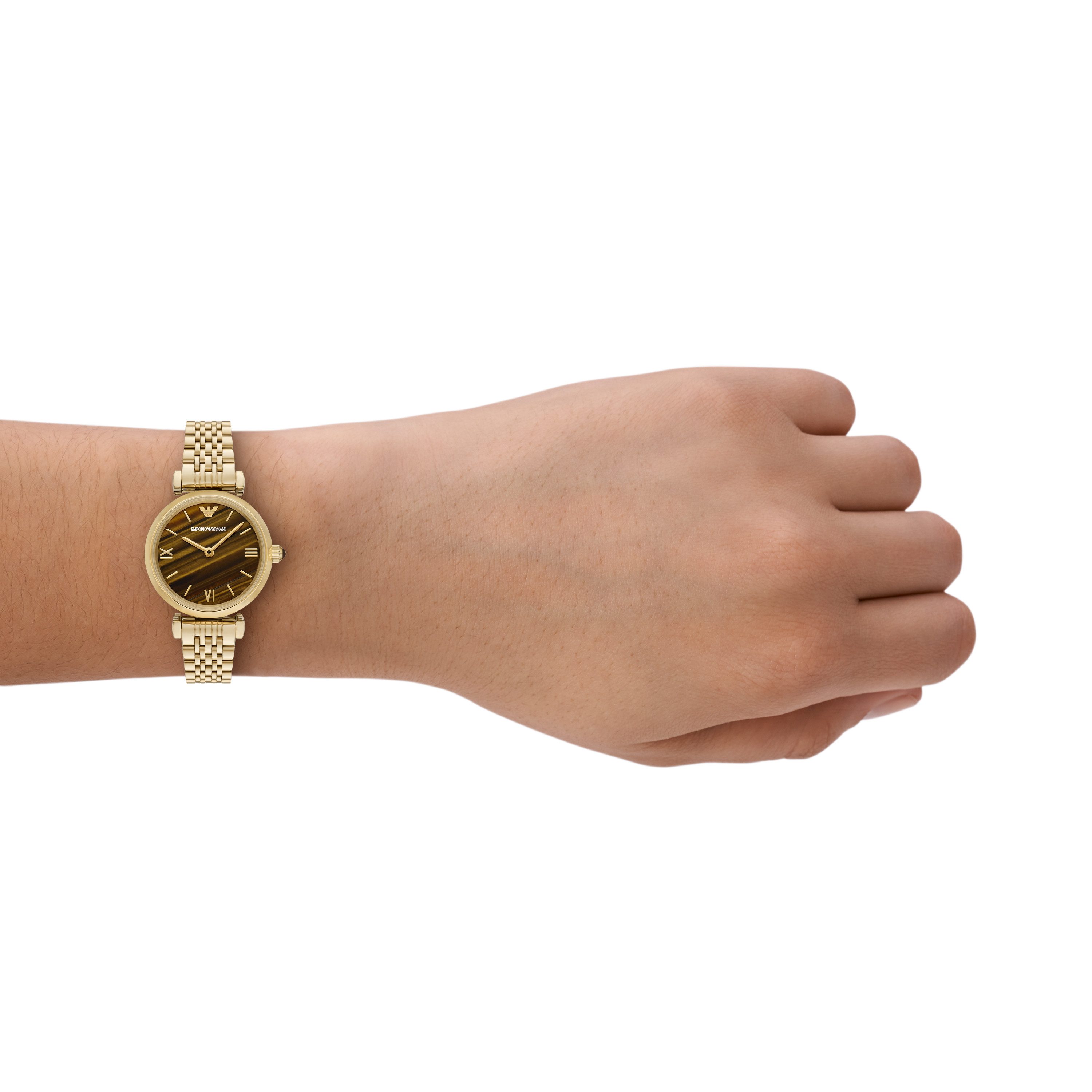 Emporio Armani Quarzuhr AR11703, Armbanduhr, Damenuhr, Edelstahlarmband, analog, Tigerauge – Bild 5 von 5