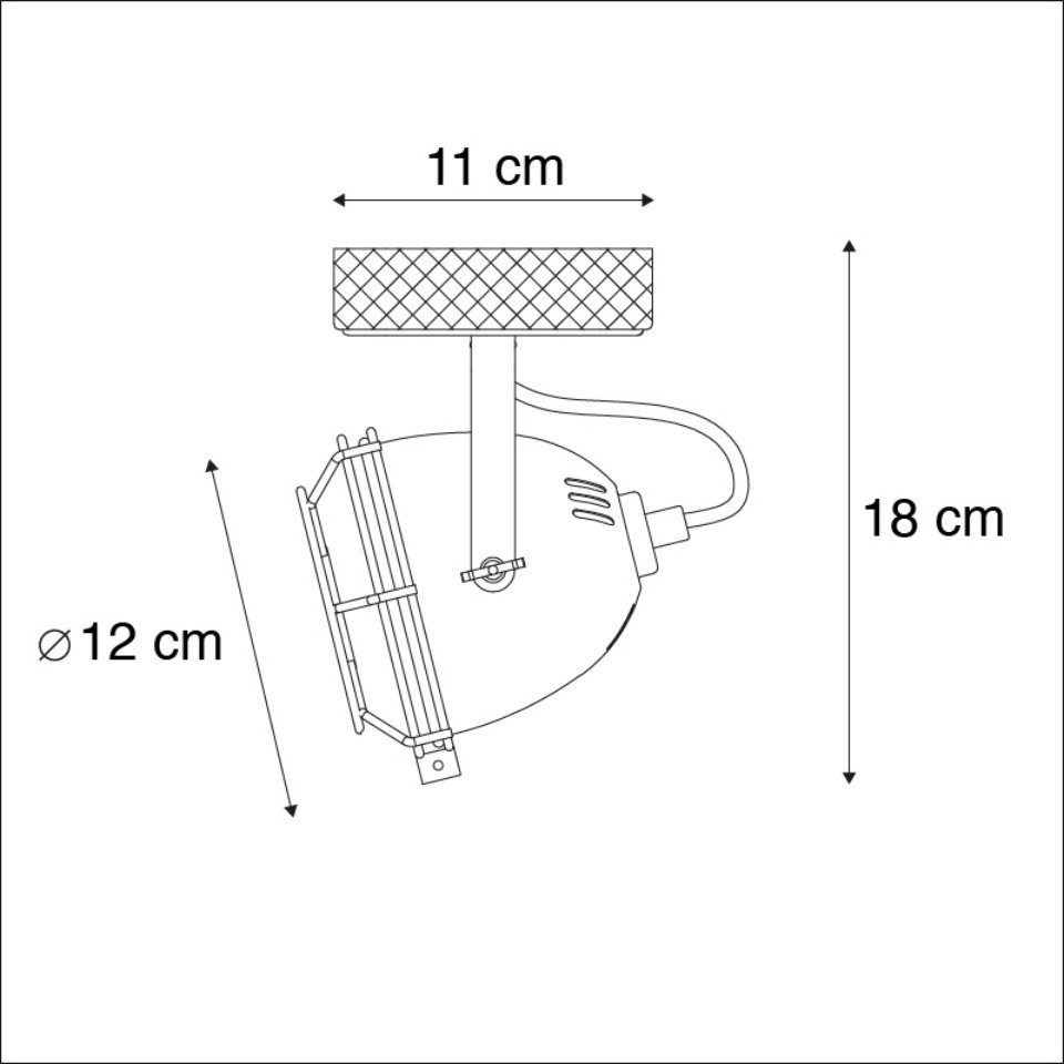 Qazqa LED Aufbaustrahler Gina, ohne Leuchtmittel, Warmweiß, QAZQA Aufbau­spot, gu10, Rostbraun, Stahl, Industrie