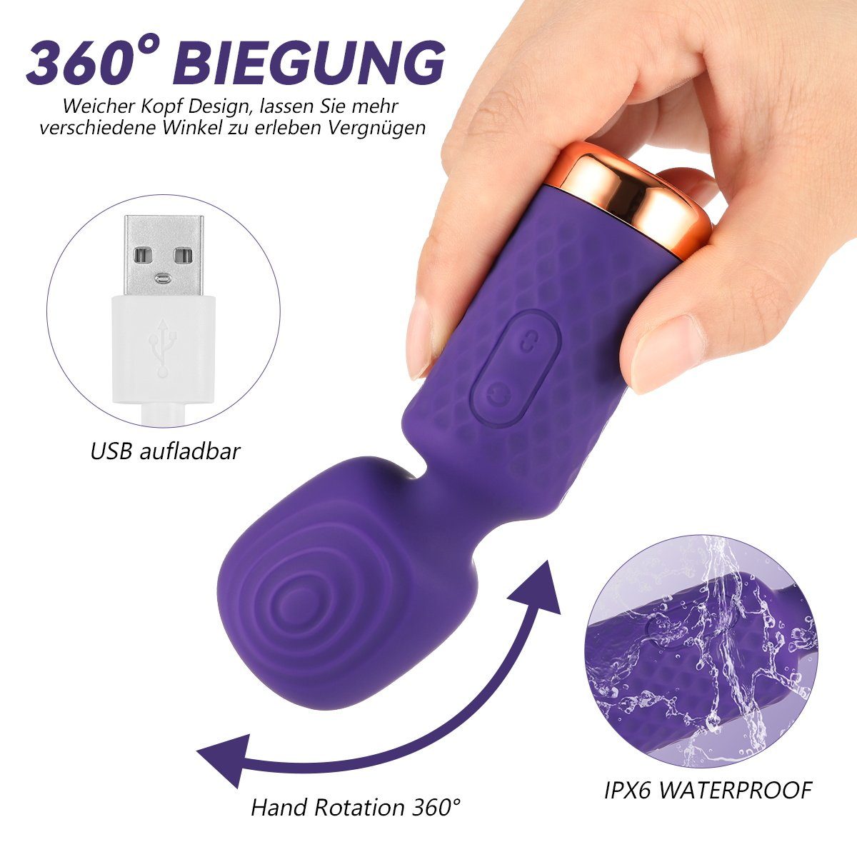 Leises LETGOSPT Mini 10 Mini-Vibrator mit Vibrator, Handmassagegerät Weibliche Stimulator, Vibrationsmodi Klitoris