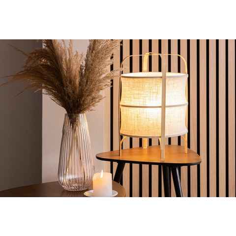Home affaire Tischleuchte McAnany Way, ohne Leuchtmittel, Tischlampe mit Textil Schirm und Holz Rahmen, E27, beige/natur