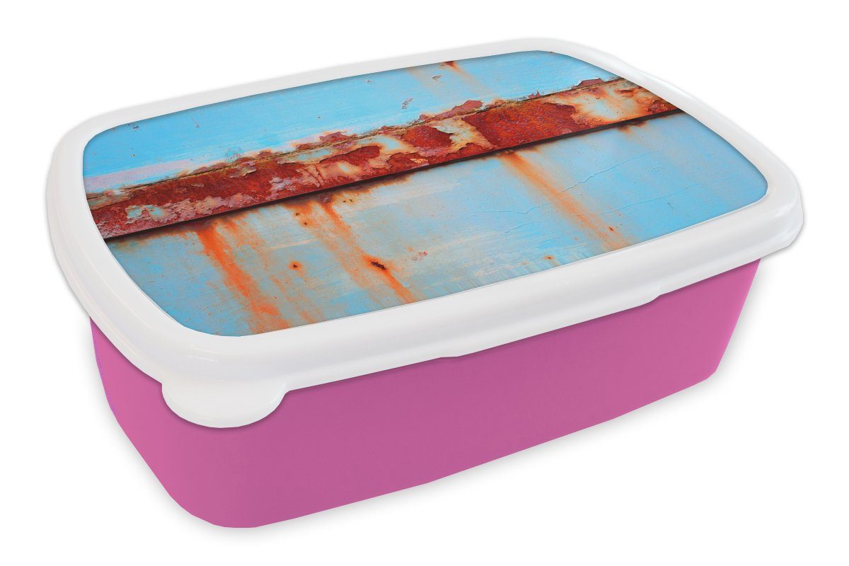 Brotbox Stahl, Erwachsene, Lunchbox rosa Metalle (2-tlg), Snackbox, Rost MuchoWow Kinder, Kunststoff, für Kunststoff Vintage Mädchen, - - Brotdose -