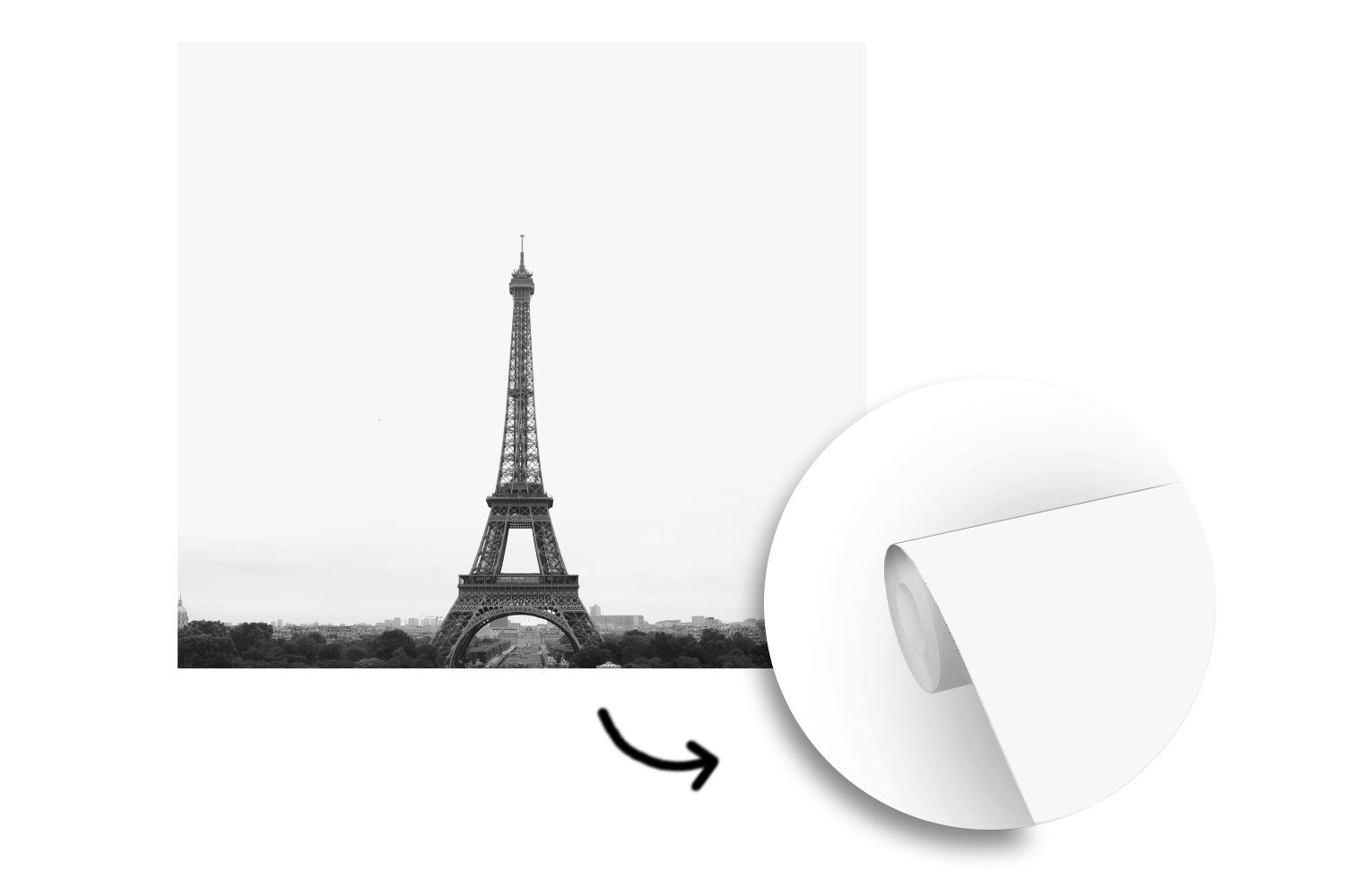 Ferne, Wohnzimmer Eiffelturm (5 in für Schlafzimmer, Wandtapete MuchoWow Der oder Vinyl der St), Tapete Fototapete bedruckt, Matt,