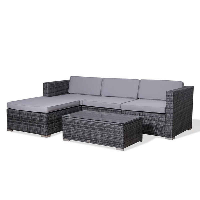 SVITA Loungeset CALIFORNIA, (Gartenlounge, 5-tlg., Poly-Rattan), Ecksofa, Bezüge abnehmbar, Wetterfest, UV-Lichtbeständig