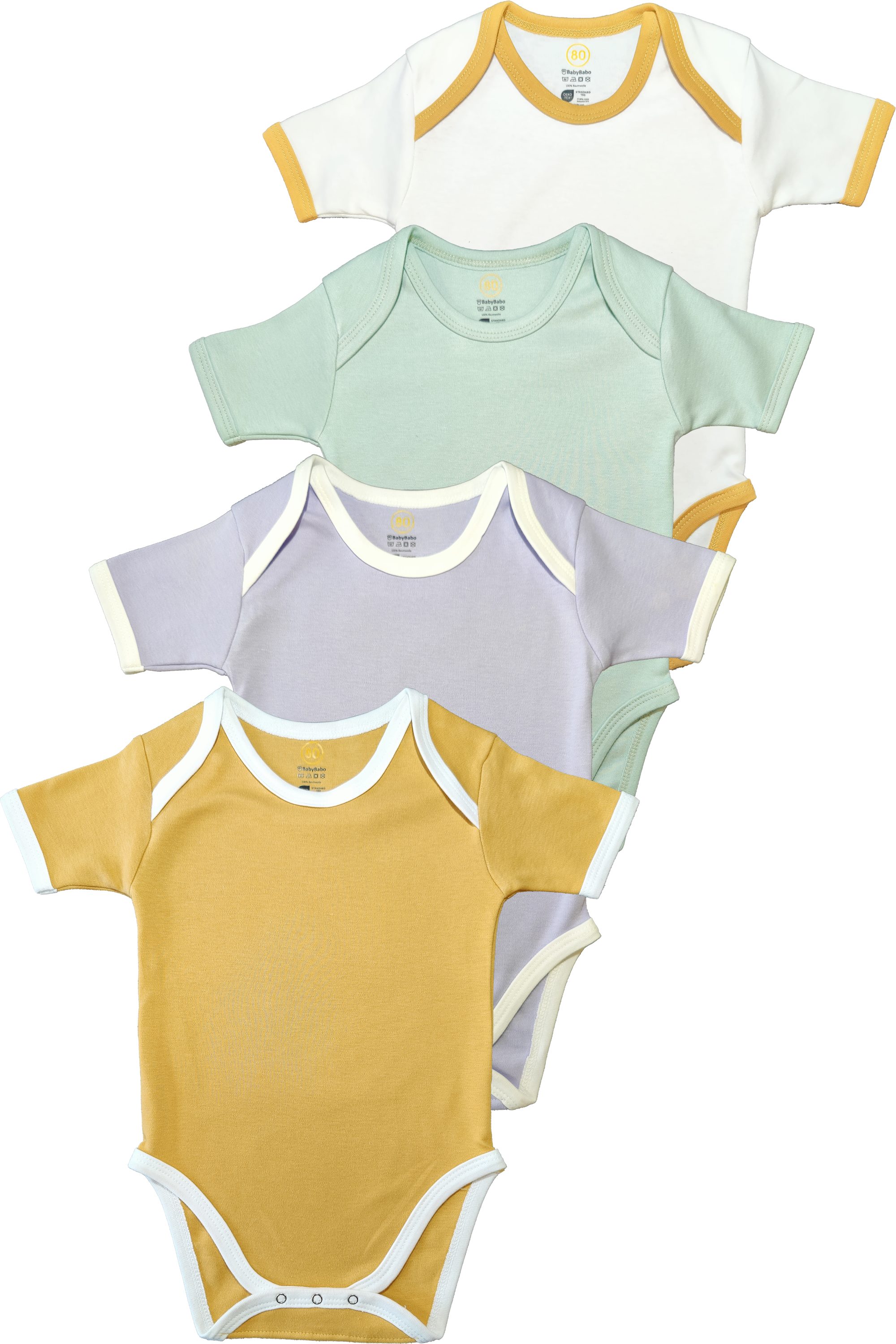 BabyBabo Premium Kurzarmbody Premium Bodys Kurzärmelig (Komfort-Packung, 4-tlg., 4er-Pack) OEKO-TEX zertifiziert