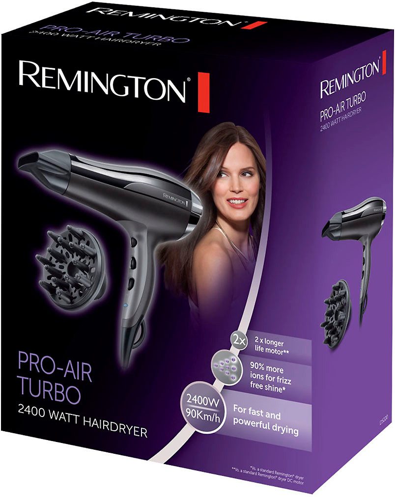 Remington Haartrockner Pro-Air Turbo (D5220), 2400 W, leicht & leistungsstark, mit Ionenpflege, Wärmeverteilung + Diffusor – Bild 5 von 5