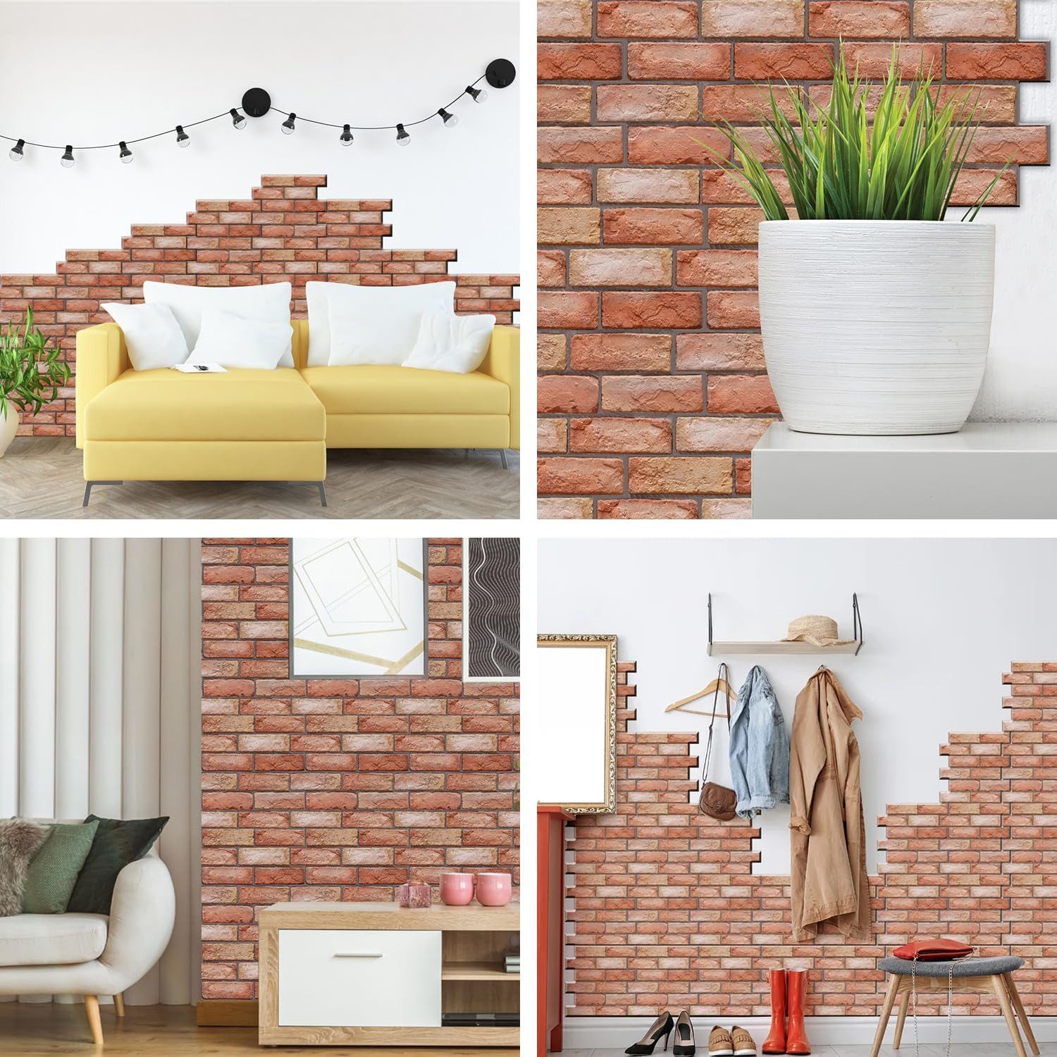 BlingBin 3D Wandpaneel Wandpaneele Selbstklebend Steinoptik Wandfliesen Innenwanddekoration, BxL: 30x30 cm, 0,09 qm, (10er Set, 10-tlg., Küchenrückwand Tapete,Wasserdicht PVC Backstein Tapete,30x30cm) für Wohnzimmer, Schlafzimmer, TV-Hintergrund, Innenwandgestaltung