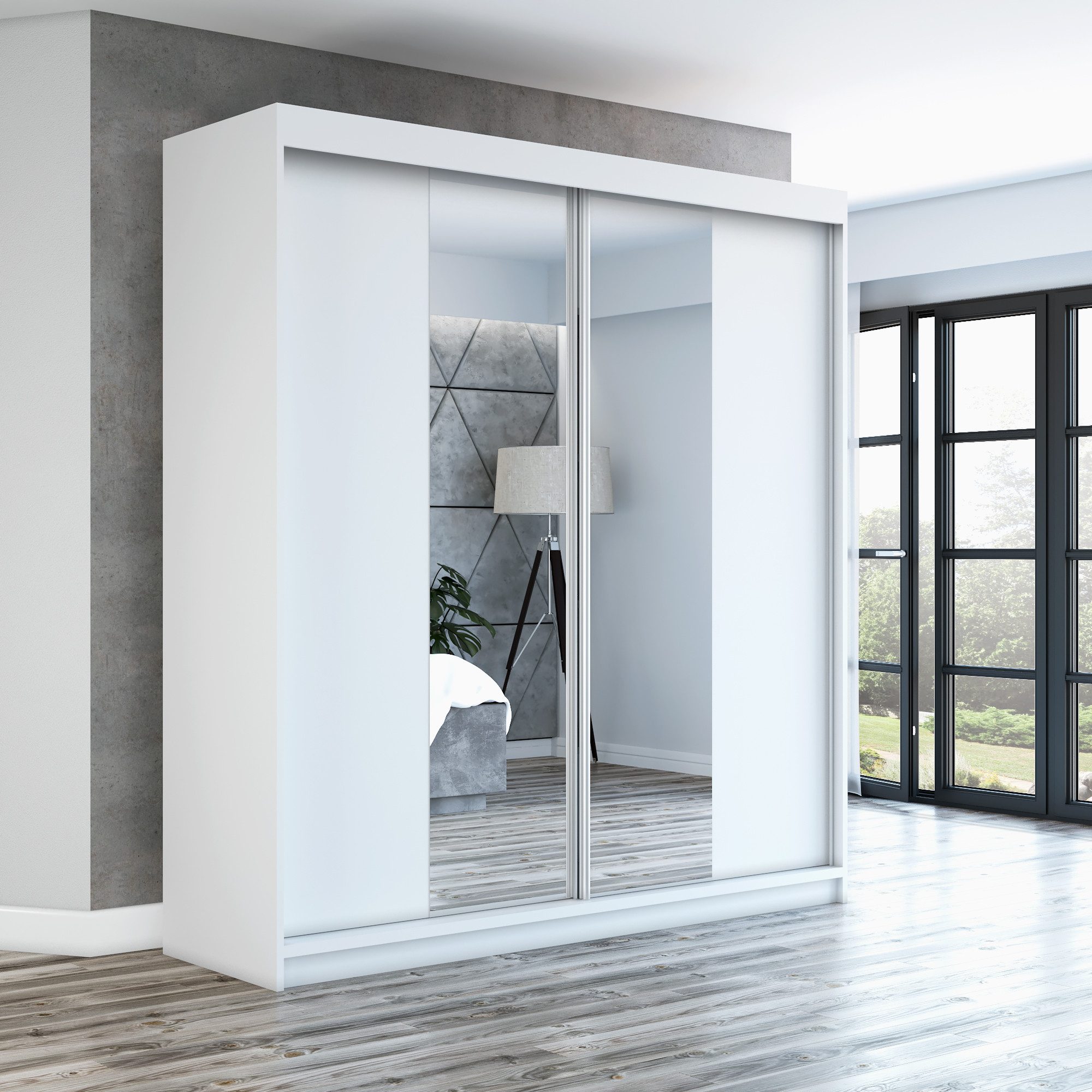 A&J MöbelLand GmbH Schiebetürenschrank NEO 180 cm 2-türig Schrank mit Spieg günstig online kaufen