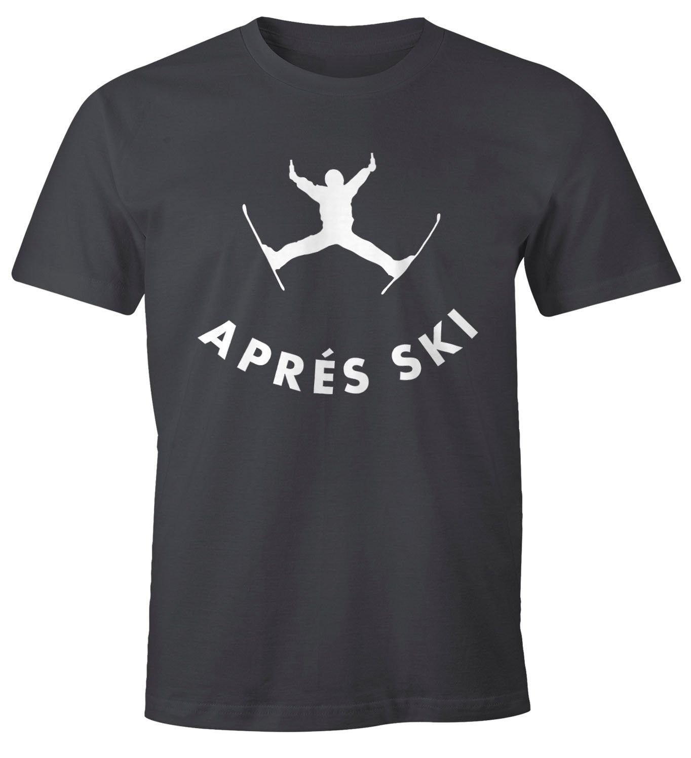 Sprung MoonWorks Bier T-Shirt grau Fun-Shirt Print mit Herren Moonworks® Print-Shirt Apres Ski