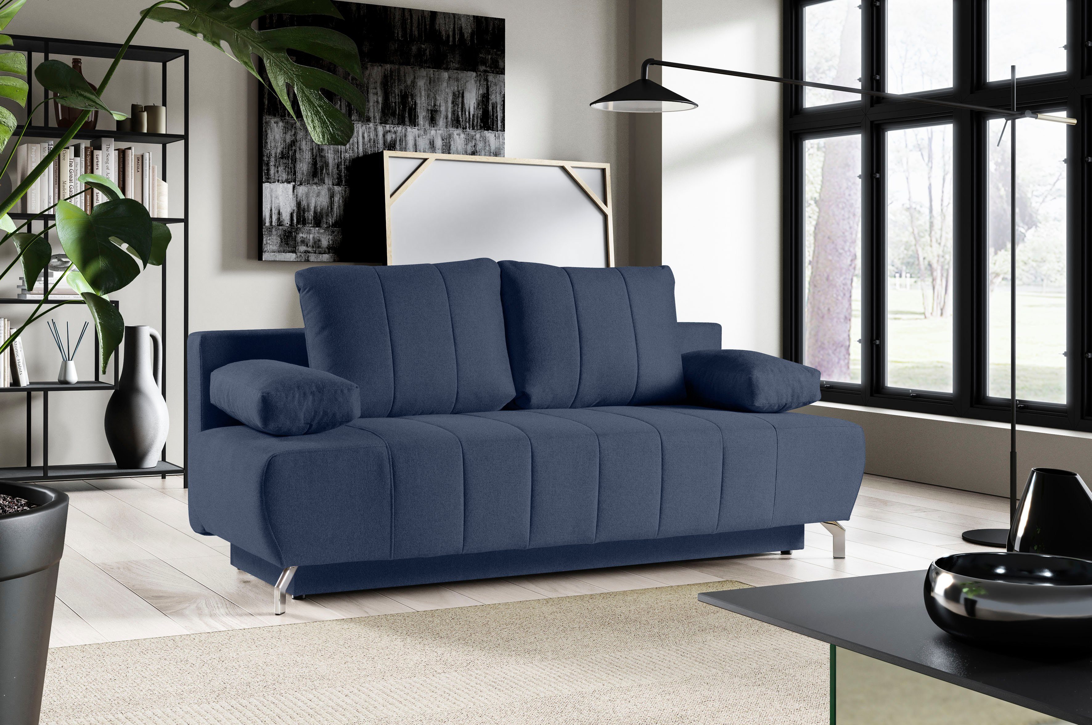WERK2 Schlafsofa Troya Bettsofa mit Bettkasten und Federkern, Breite 210cm, 2-Sitzer Sofa und Schlafcouch mit Federkern & Bettkasten