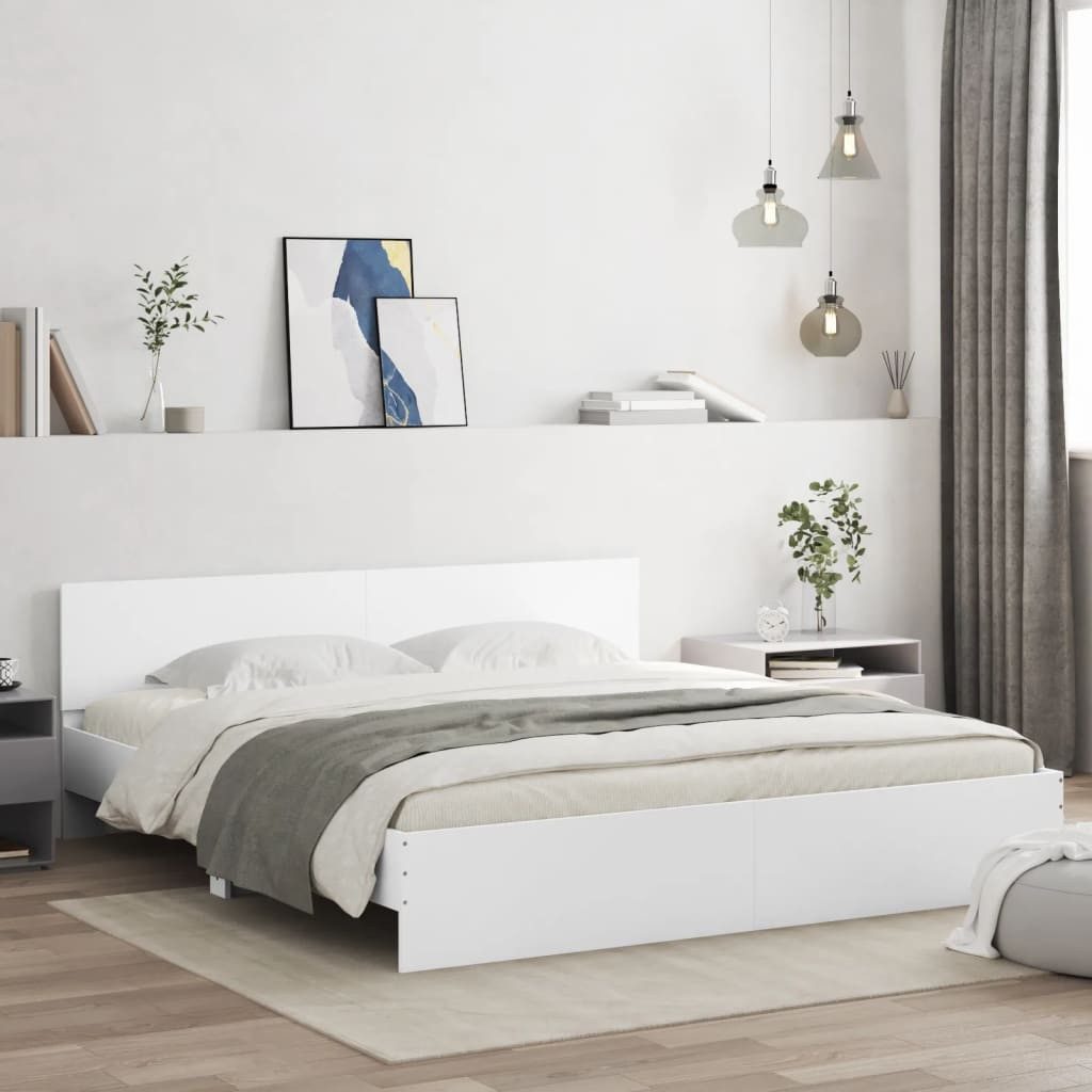 furnicato Bettgestell mit Kopfteil Weiß 180x200 günstig online kaufen
