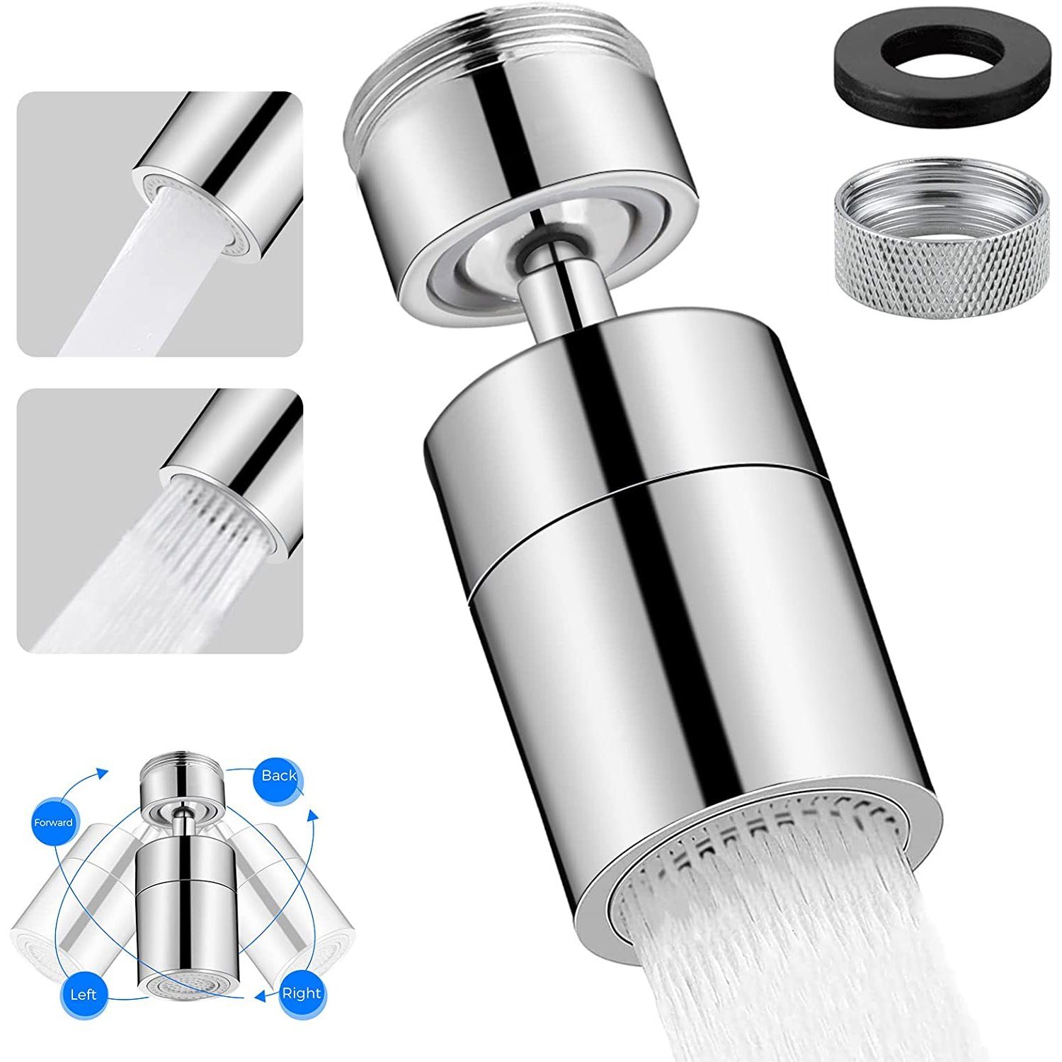 zggzerg Waschtischarmatur 360-Grad Wasserhahn Aufsatz Schwenkbar in Chrom m günstig online kaufen